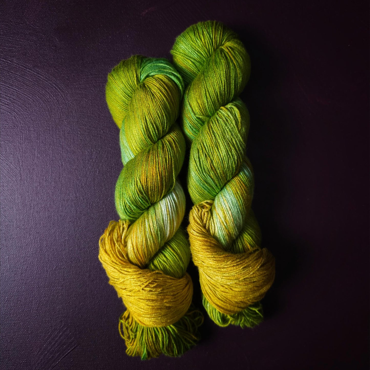 Hand dyed vegan yarn ~ Juicy Apples ~ fingering, DK weight tencel thread, mercerized cotton weaving yarn, bamboo yarn, hand painted