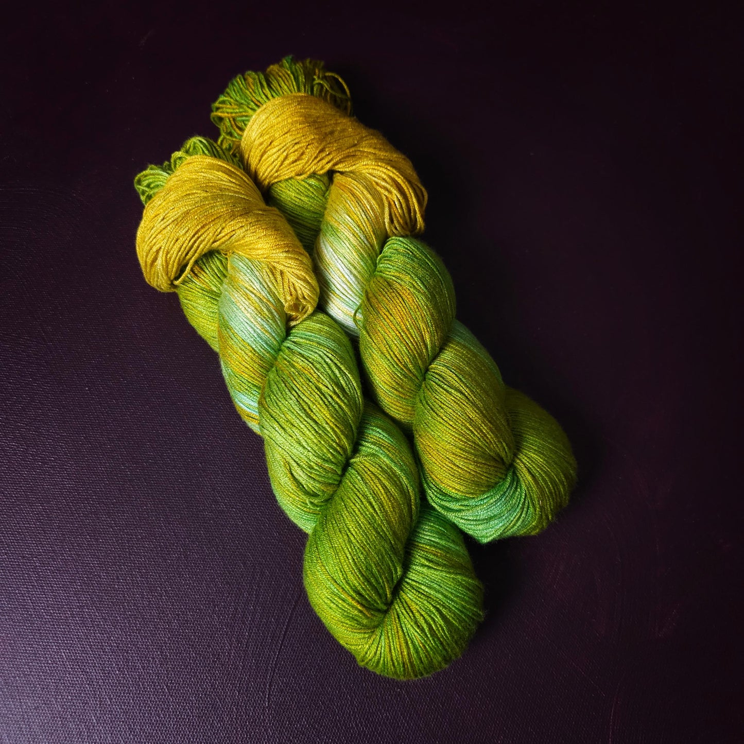 Hand dyed vegan yarn ~ Juicy Apples ~ fingering, DK weight tencel thread, mercerized cotton weaving yarn, bamboo yarn, hand painted