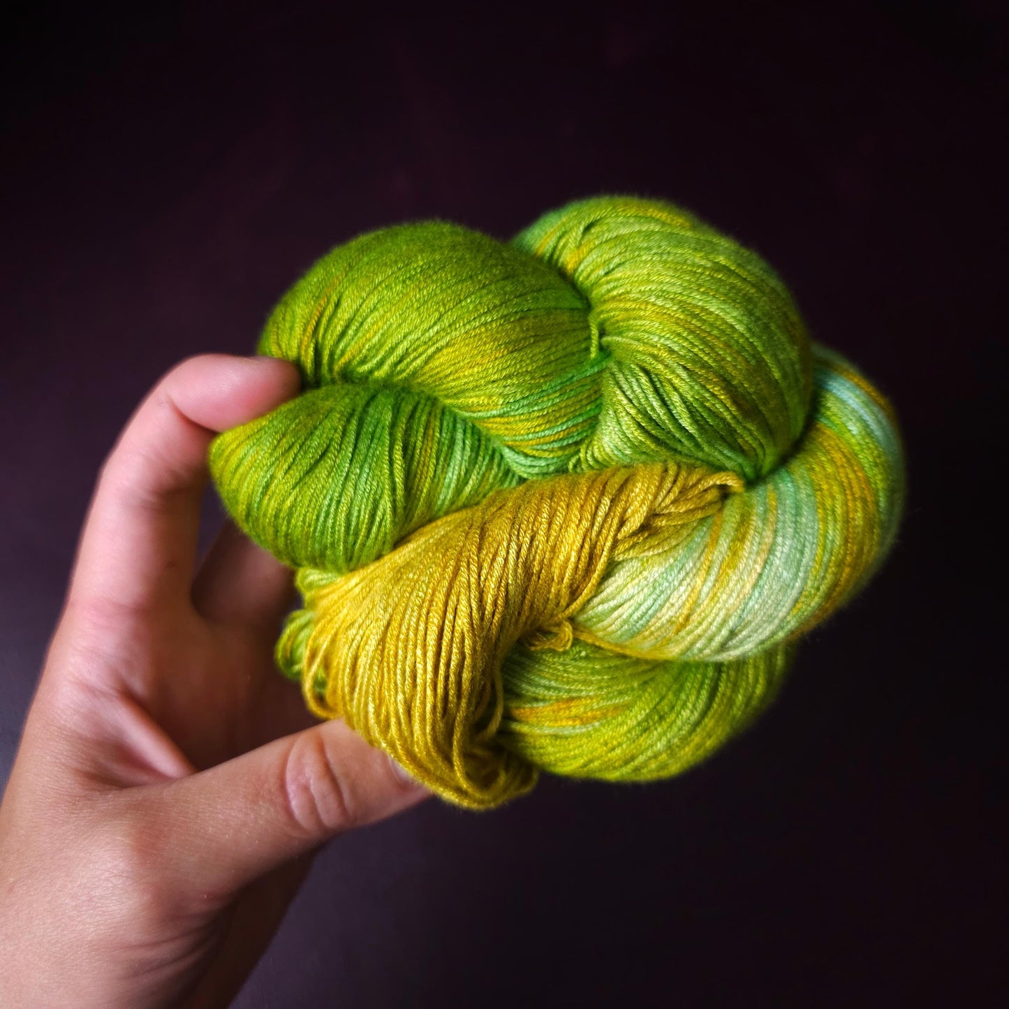 Hand dyed vegan yarn ~ Juicy Apples ~ fingering, DK weight tencel thread, mercerized cotton weaving yarn, bamboo yarn, hand painted