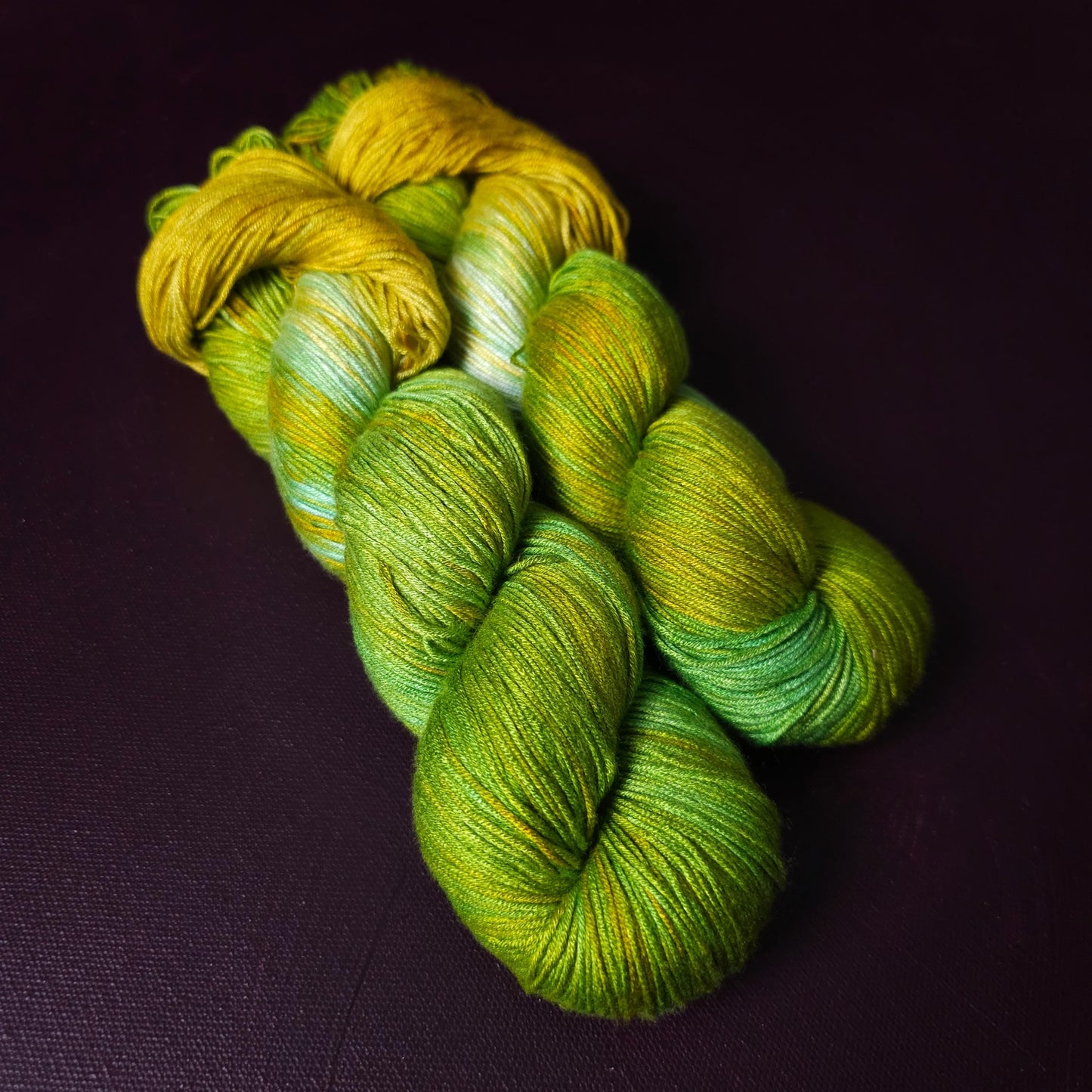 Hand dyed vegan yarn ~ Juicy Apples ~ fingering, DK weight tencel thread, mercerized cotton weaving yarn, bamboo yarn, hand painted