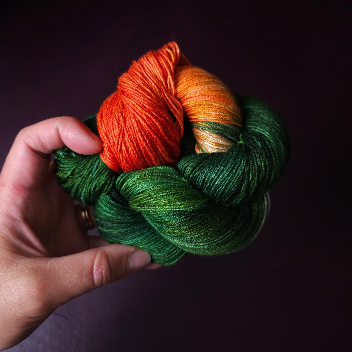 Hand dyed vegan yarn ~ Berries and Pines ~ fingering, DK weight tencel thread, mercerized cotton weaving yarn, bamboo yarn, hand painted