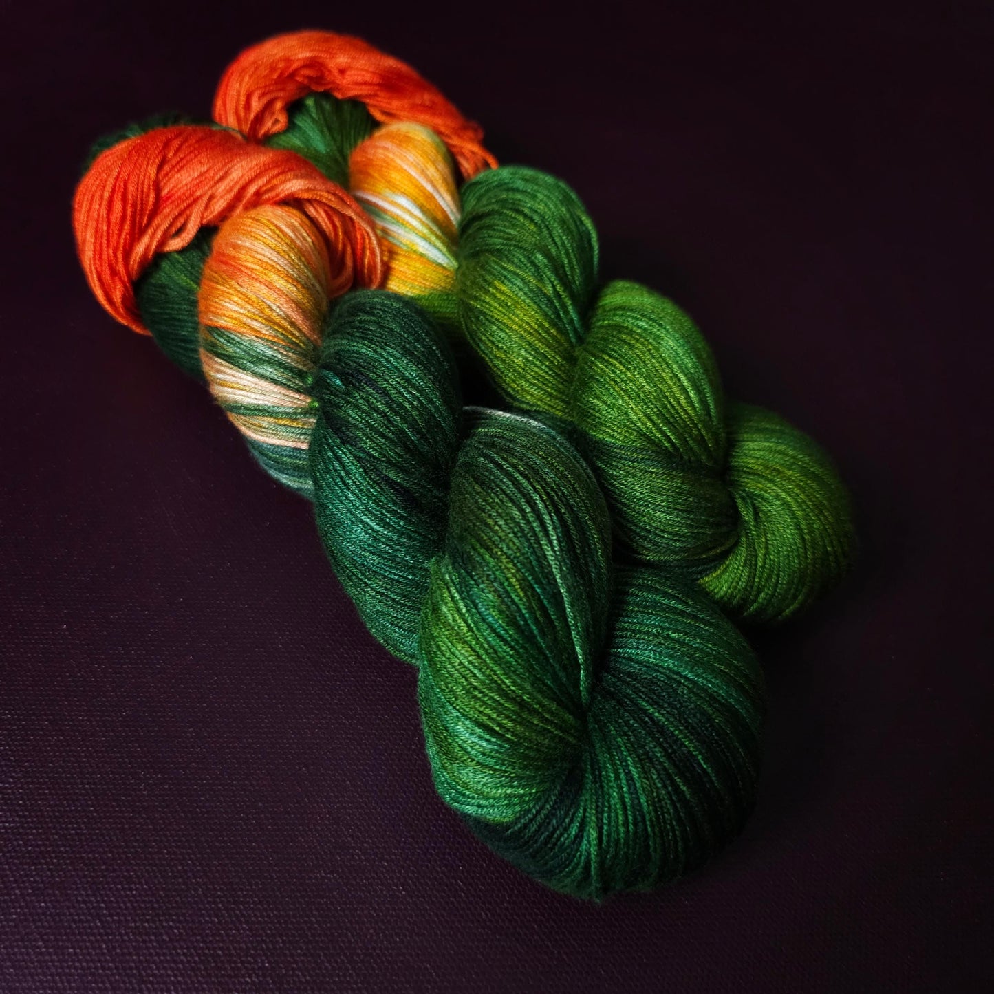 Hand dyed vegan yarn ~ Berries and Pines ~ fingering, DK weight tencel thread, mercerized cotton weaving yarn, bamboo yarn, hand painted