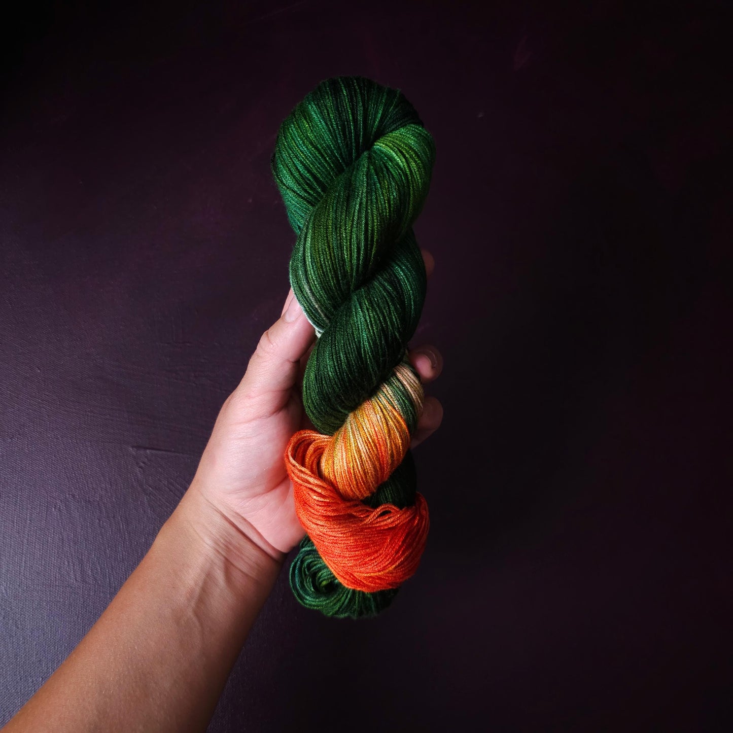 Hand dyed vegan yarn ~ Berries and Pines ~ fingering, DK weight tencel thread, mercerized cotton weaving yarn, bamboo yarn, hand painted