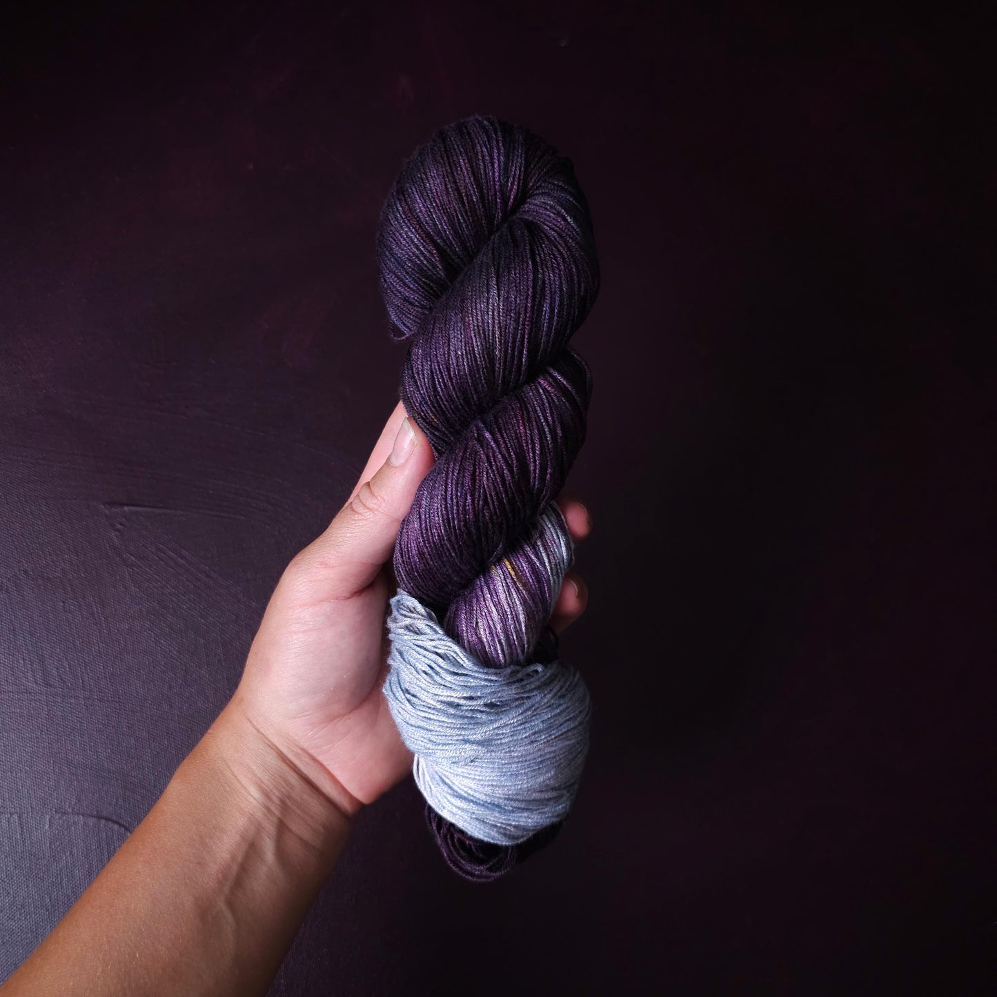 Hand dyed vegan yarn ~ Dusty Grapes ~ fingering, DK weight tencel thread, mercerized cotton weaving yarn, bamboo yarn, hand painted