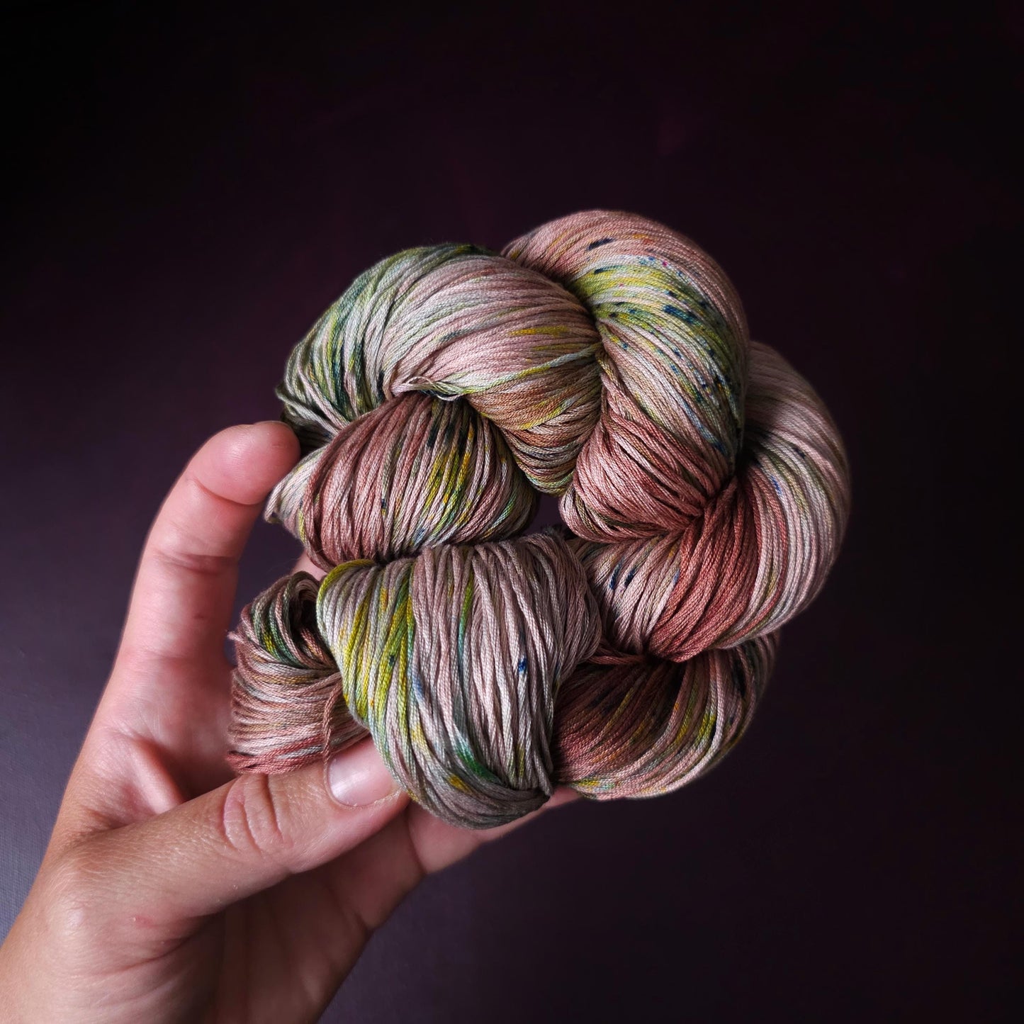 Soft Oaks, Hand dyed vegan yarn, fingering / DK weight tencel, bamboo, mercerized cotton thread, hand painted knitting or crochet
