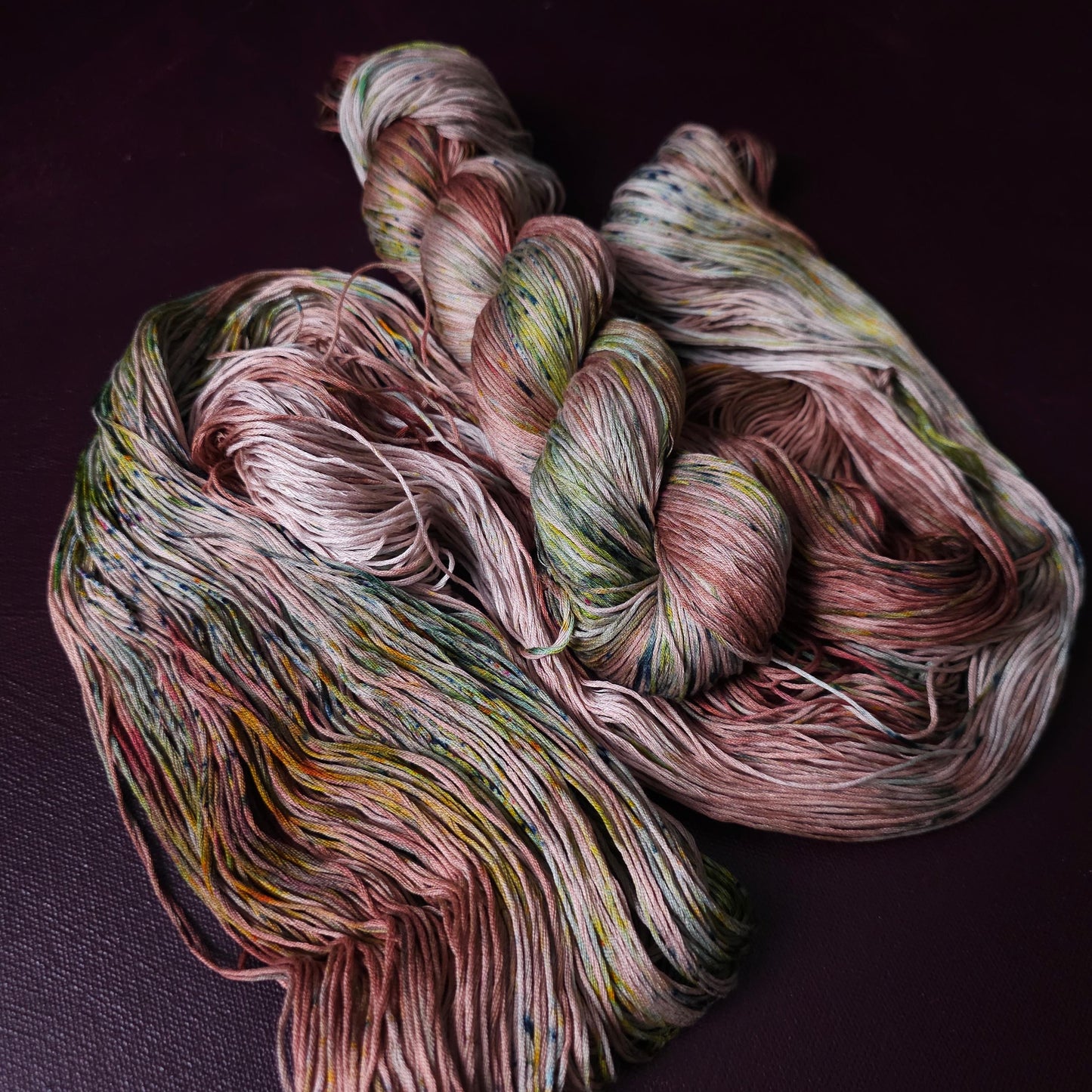 Soft Oaks, Hand dyed vegan yarn, fingering / DK weight tencel, bamboo, mercerized cotton thread, hand painted knitting or crochet