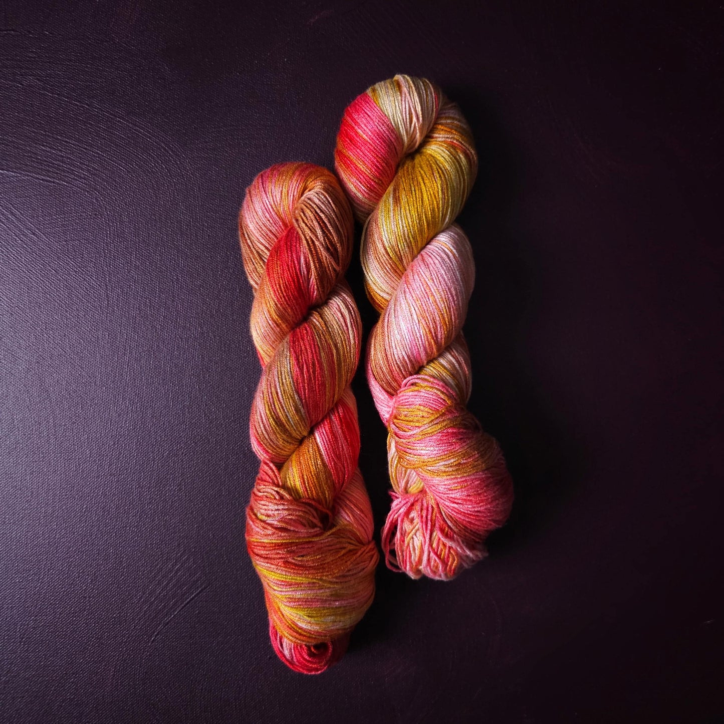 Apple Twist, Hand dyed vegan yarn, fingering / DK weight tencel, bamboo, mercerized cotton thread, hand painted knitting or crochet