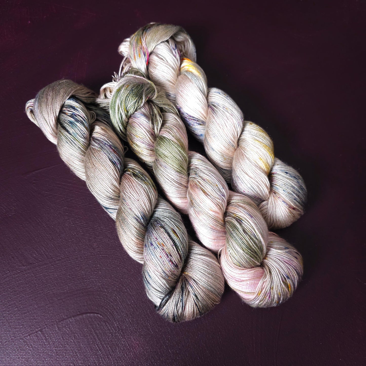Lucky Dip Trio, Hand Dyed Vegan Yarn Set, One Of A Kind, Tencel Fingering Weight Yarn, Hand Painted Plant Based Crochet Thread