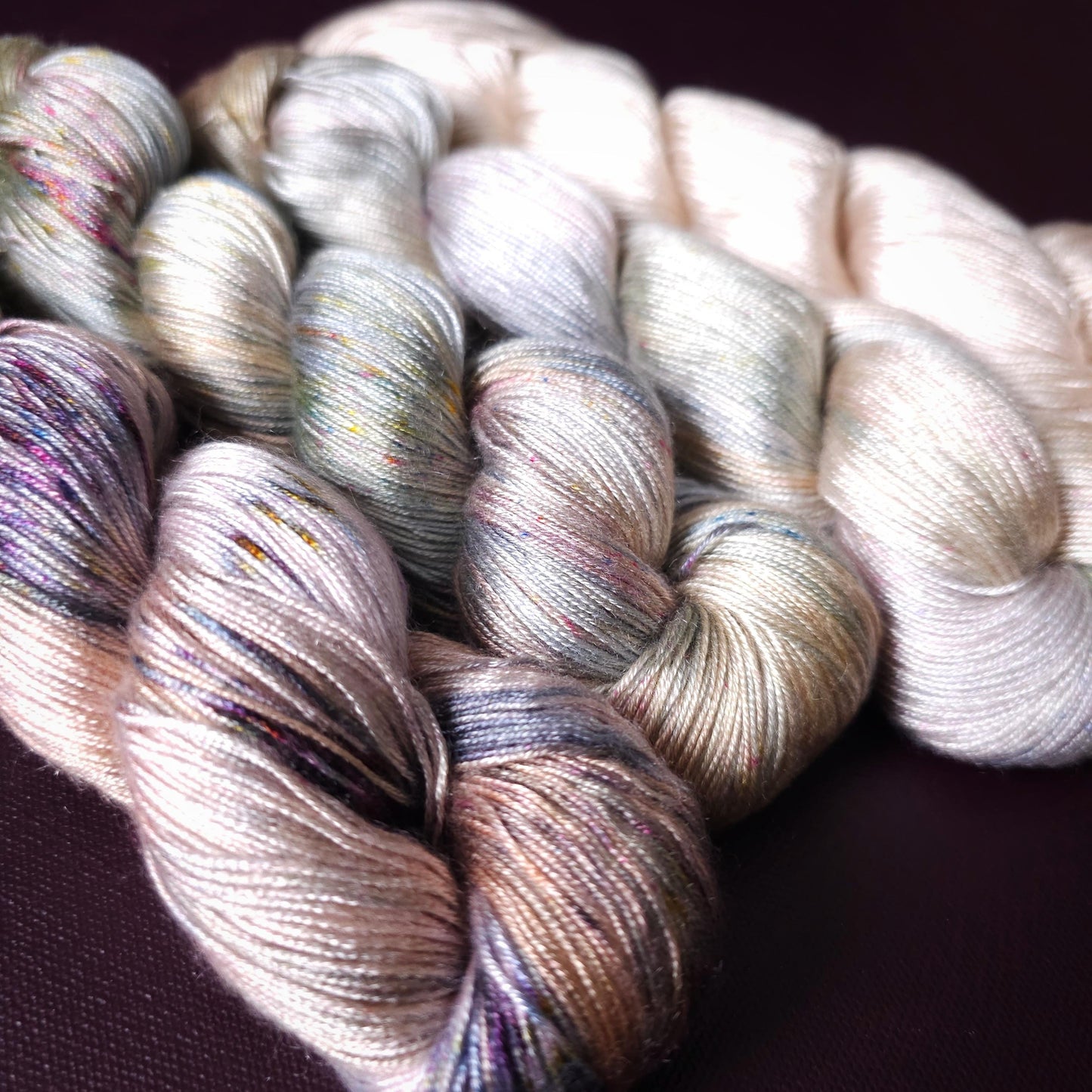 Lucky Dip Hand Dyed Vegan Yarn Fade Set, One Of A Kind Knitting Yarn, Fingering Weight Tencel Yarn, Shiny Hand Painted Crochet Thread