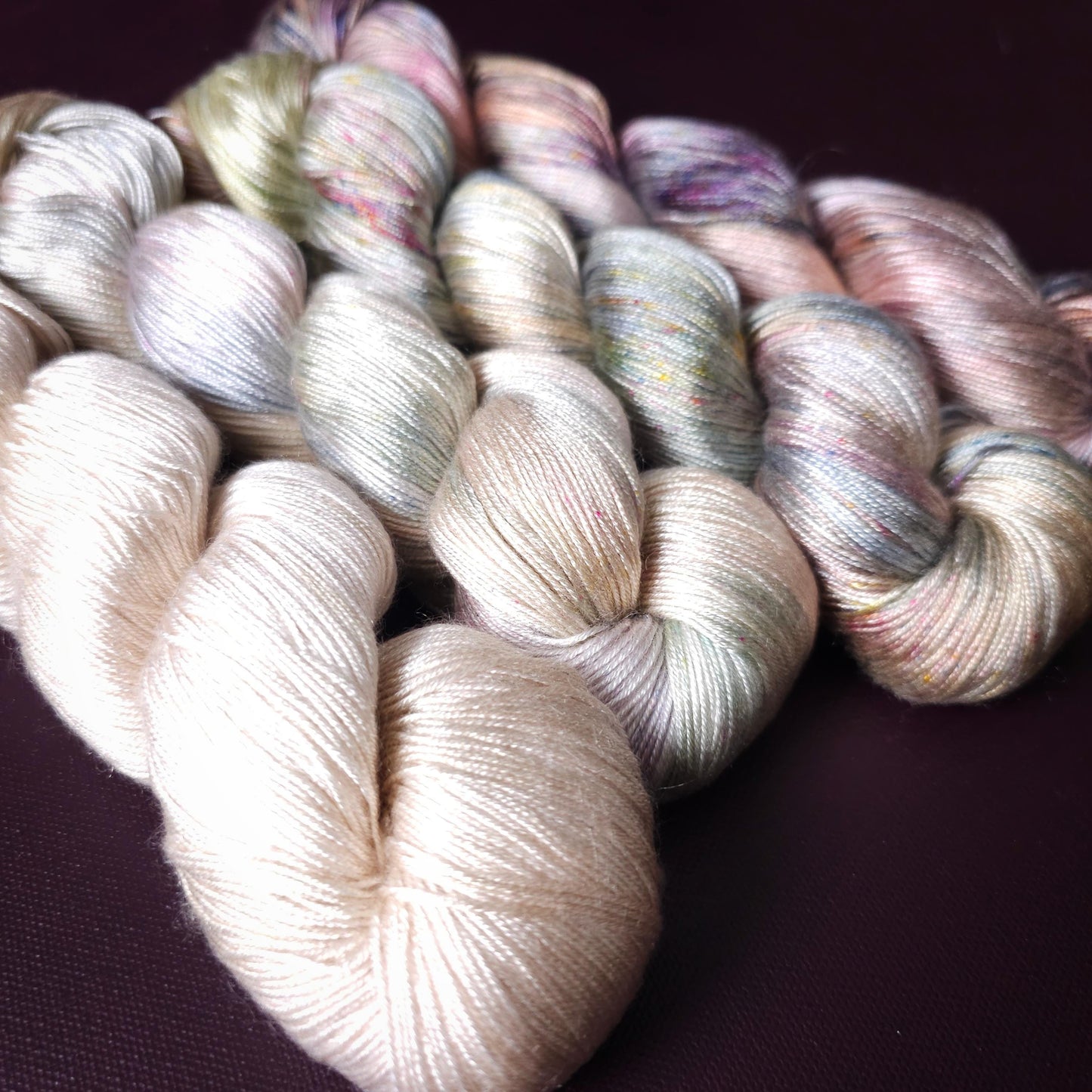 Lucky Dip Hand Dyed Vegan Yarn Fade Set, One Of A Kind Knitting Yarn, Fingering Weight Tencel Yarn, Shiny Hand Painted Crochet Thread