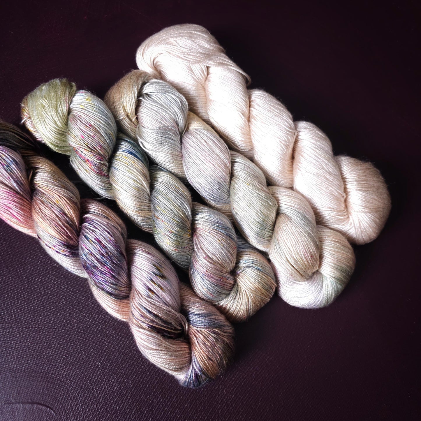Lucky Dip Hand Dyed Vegan Yarn Fade Set, One Of A Kind Knitting Yarn, Fingering Weight Tencel Yarn, Shiny Hand Painted Crochet Thread
