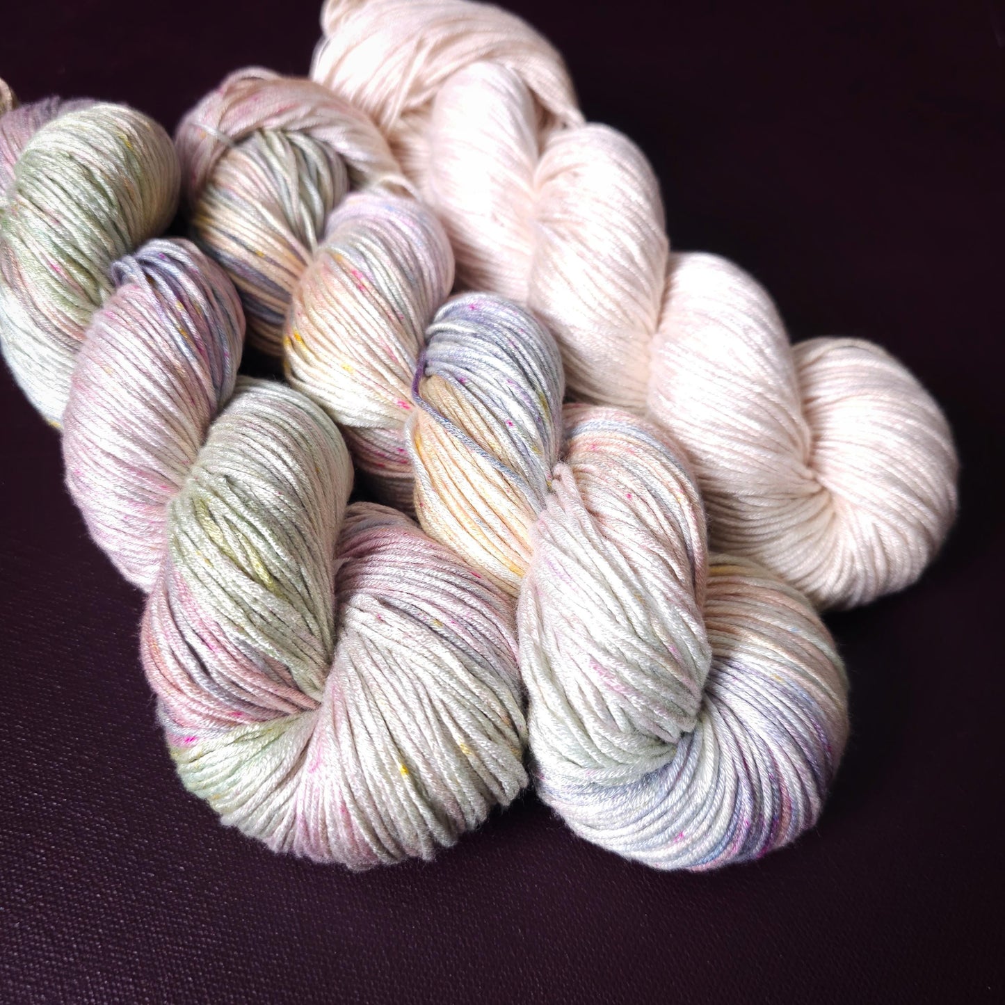 Lucky Dip Trio, Hand Dyed Vegan Yarn Set, One Of A Kind, Bamboo DK Weight Yarn, Hand Painted Plant Based Crochet Thread, Knitting