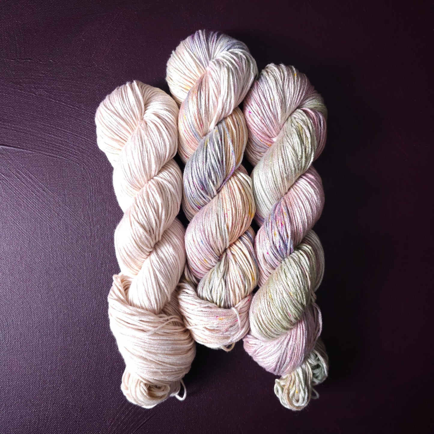 Lucky Dip Trio, Hand Dyed Vegan Yarn Set, One Of A Kind, Bamboo DK Weight Yarn, Hand Painted Plant Based Crochet Thread, Knitting