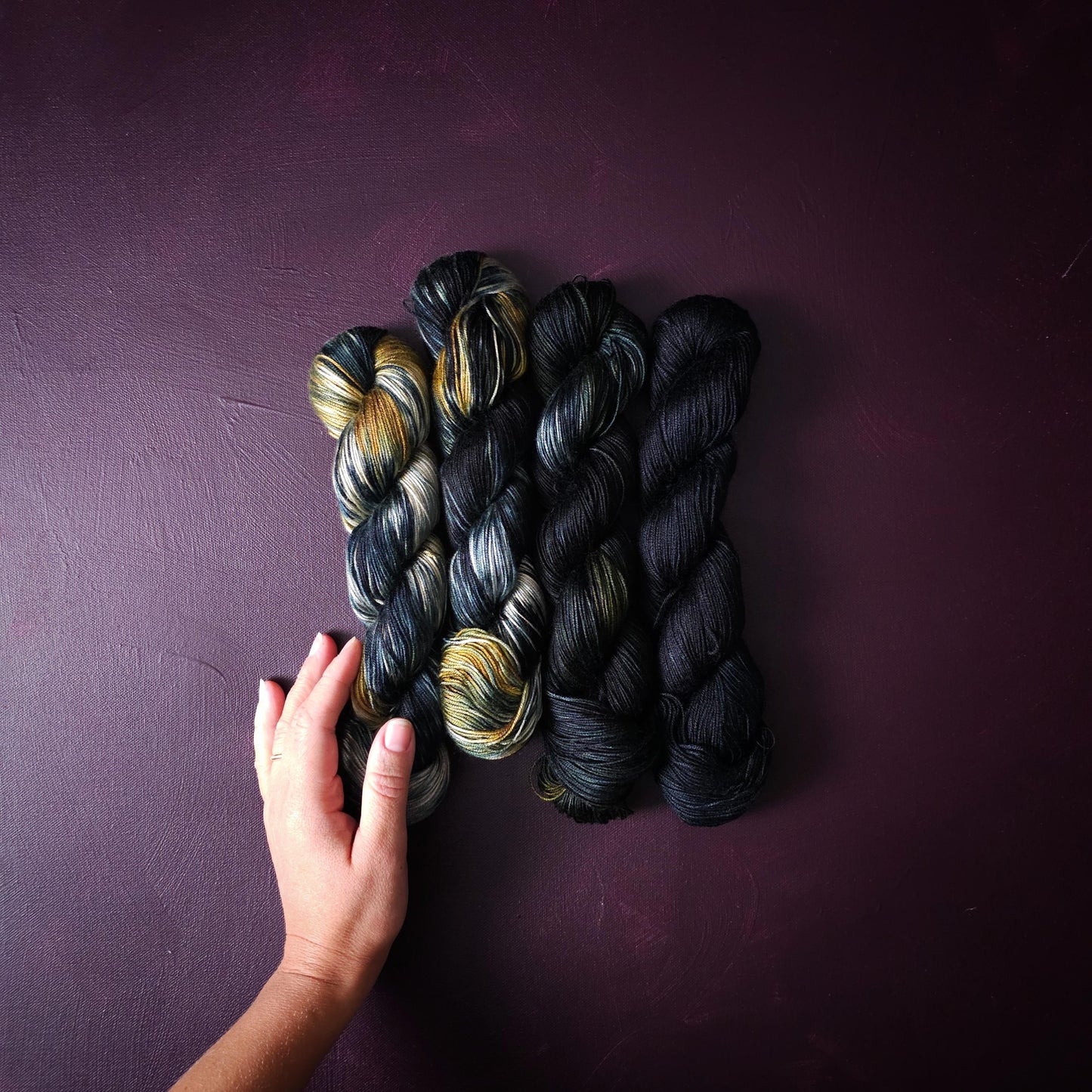 Lucky Dip, Magic Night, Hand Dyed Vegan Yarn, Fade Set, Tencel DK weight, Hand Painted Thread, knitting, crochet, weaving yarn