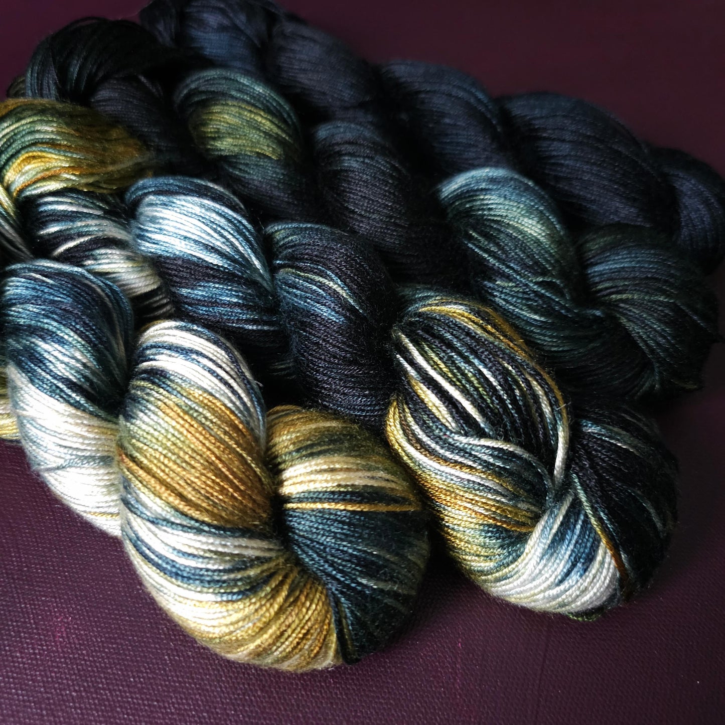 Lucky Dip, Magic Night, Hand Dyed Vegan Yarn, Fade Set, Tencel DK weight, Hand Painted Thread, knitting, crochet, weaving yarn