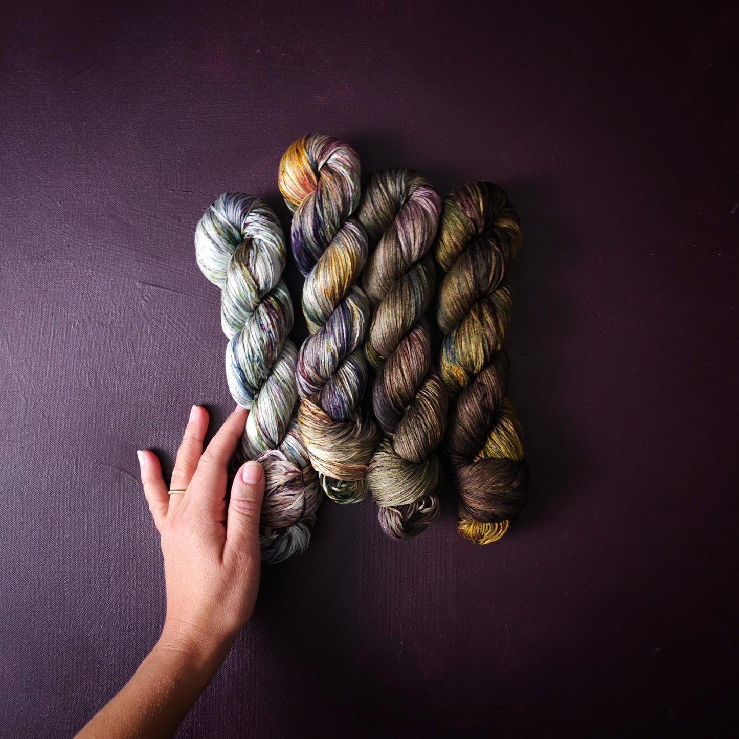 Lucky Dip, Hand Dyed Vegan Yarn, Fade Set, mercerized cotton fingering weight, Hand Painted Thread, knitting, crochet, weaving yarn