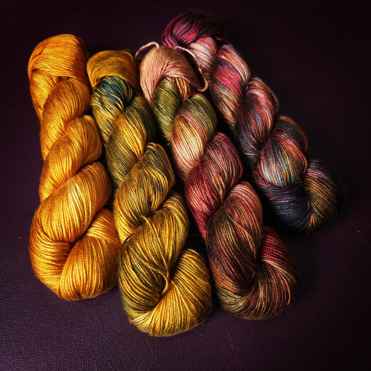 Lucky Dip, Magic Autumn, Hand Dyed Vegan Yarn, Fade Set, Tencel DK weight, Hand Painted Thread, knitting, crochet, weaving yarn