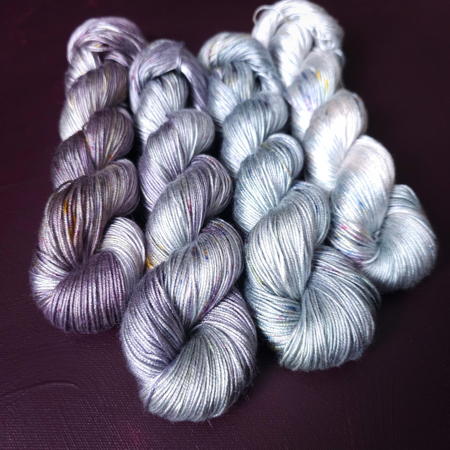 Lucky Dip, Purple Cloud, Hand Dyed Vegan Yarn, Fade Set, Tencel DK weight, Hand Painted Thread, knitting, crochet, weaving yarn