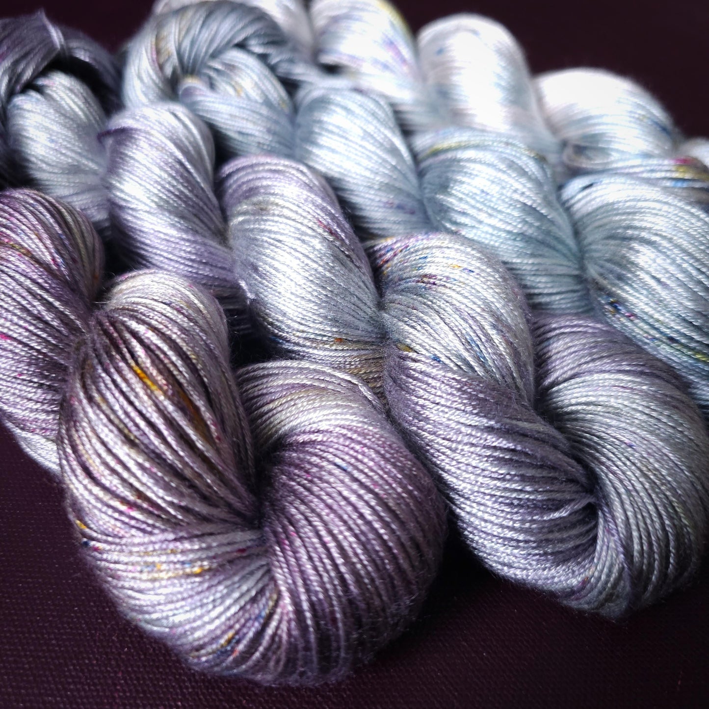 Lucky Dip, Purple Cloud, Hand Dyed Vegan Yarn, Fade Set, Tencel DK weight, Hand Painted Thread, knitting, crochet, weaving yarn