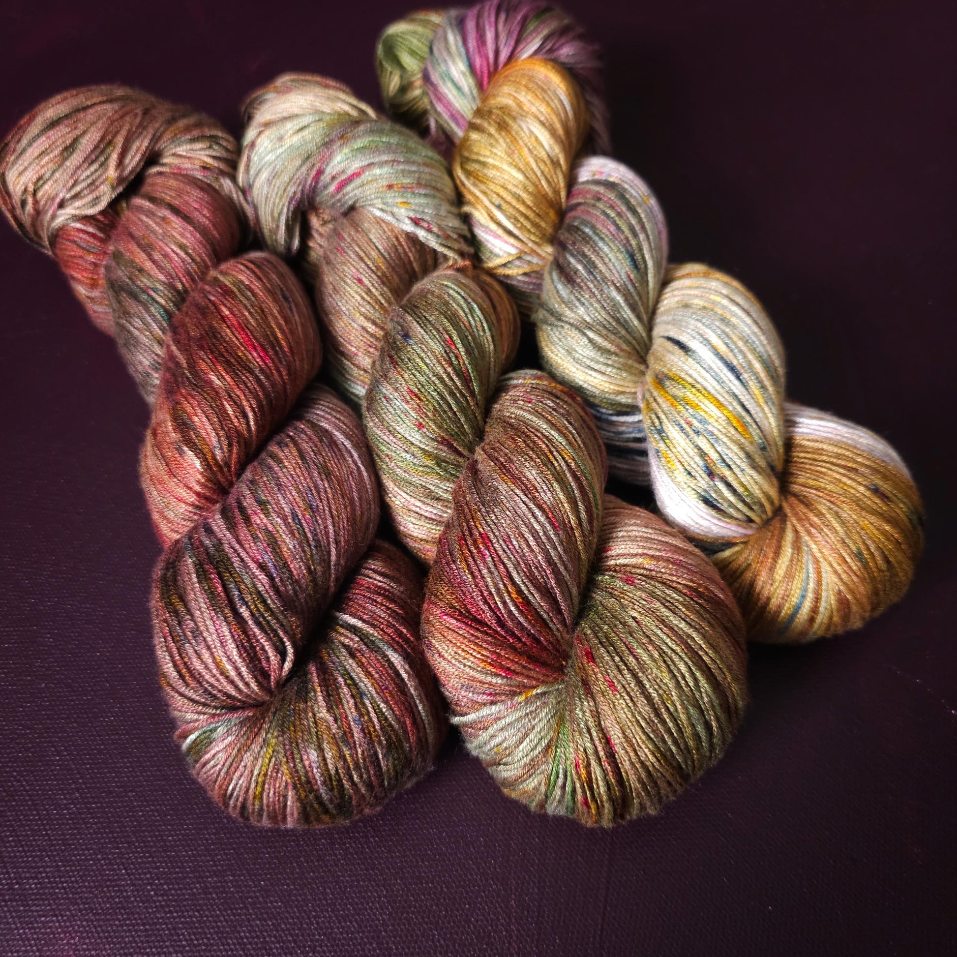 Lucky Dip Trio, Hand Dyed Vegan Yarn Set, One Of A Kind, Bamboo fingering Weight Yarn, Hand Painted Plant Based Crochet Thread, Knitting