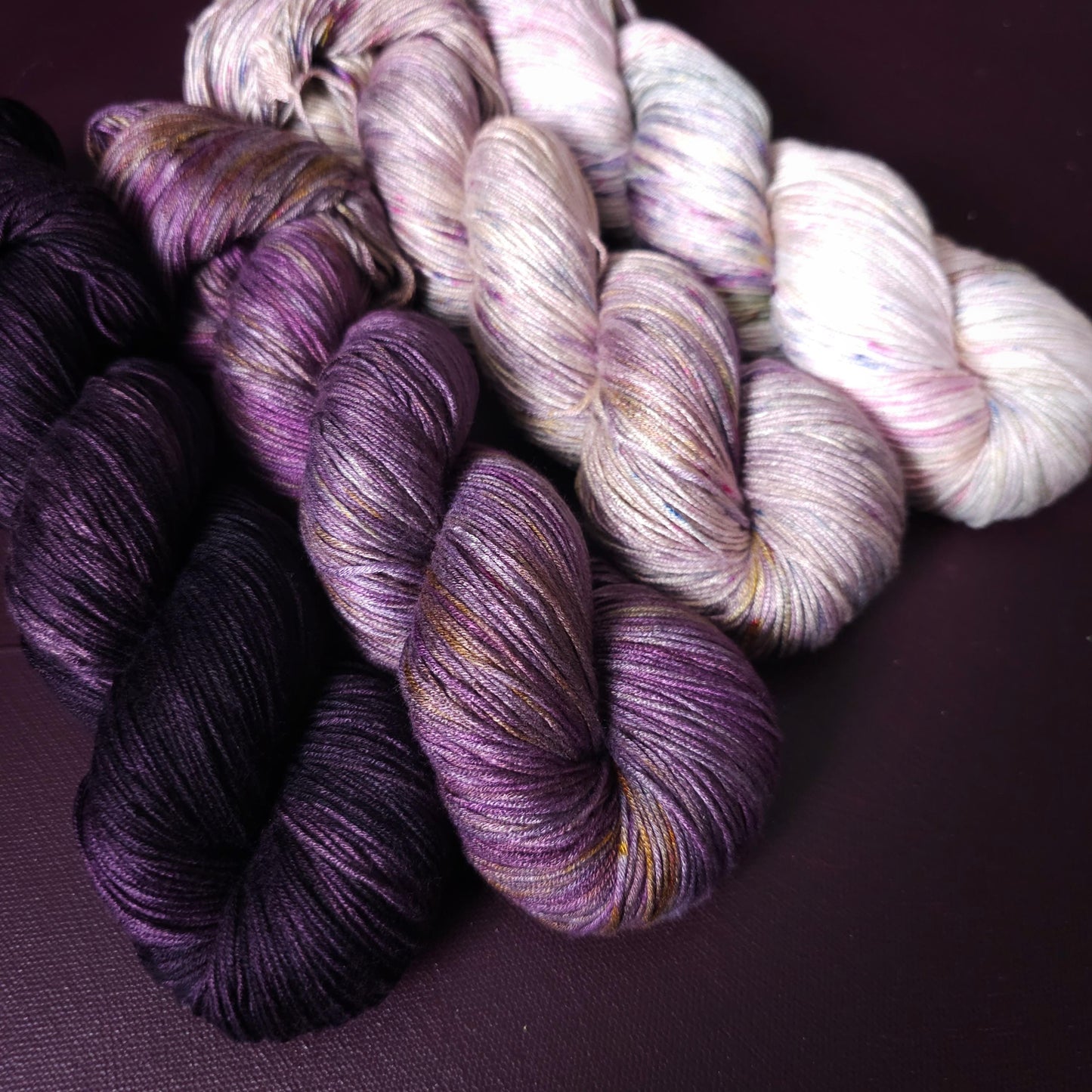 Lucky Dip, Hand Dyed Vegan Yarn Fade Set, One Of A Kind Knitting Yarn, Fingering Weight bamboo Yarn, Shiny Hand Painted Crochet Thread