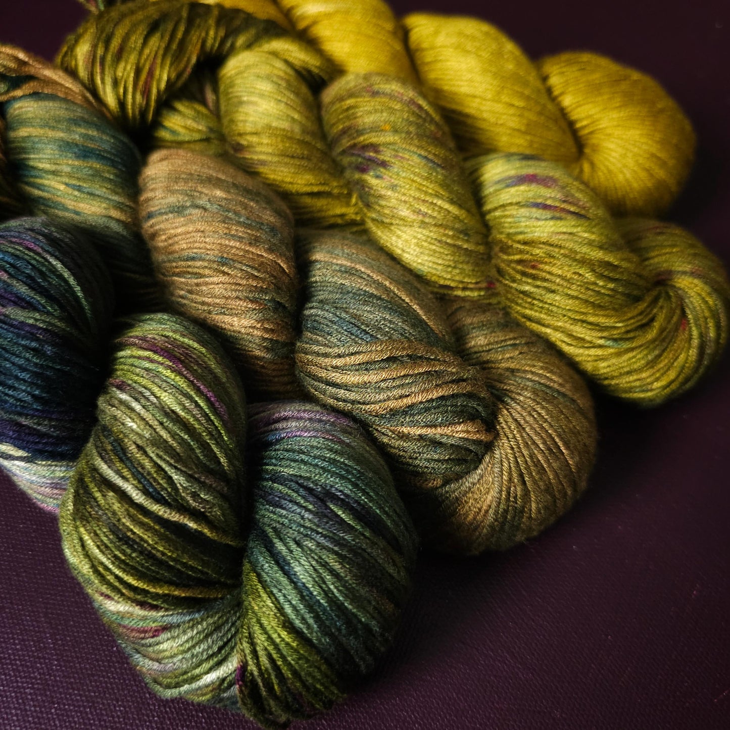 Lucky Dip, Hand Dyed Vegan Yarn Fade Set, One Of A Kind Knitting Yarn, DK Weight bamboo Yarn, Shiny Hand Painted Crochet Thread