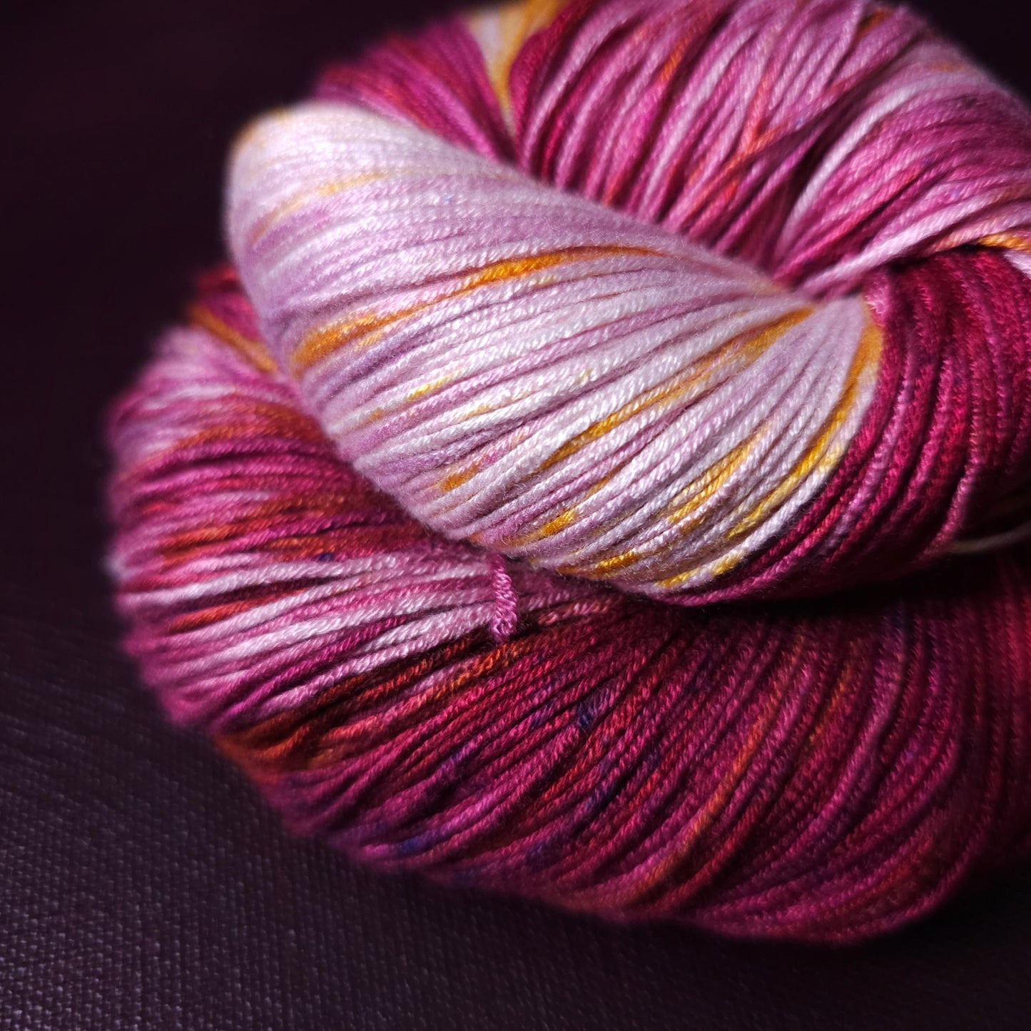 Hand dyed vegan yarn ~ Rasberry Cream ~ fingering, DK weight tencel thread, mercerized cotton weaving yarn, bamboo yarn, assigned pooling
