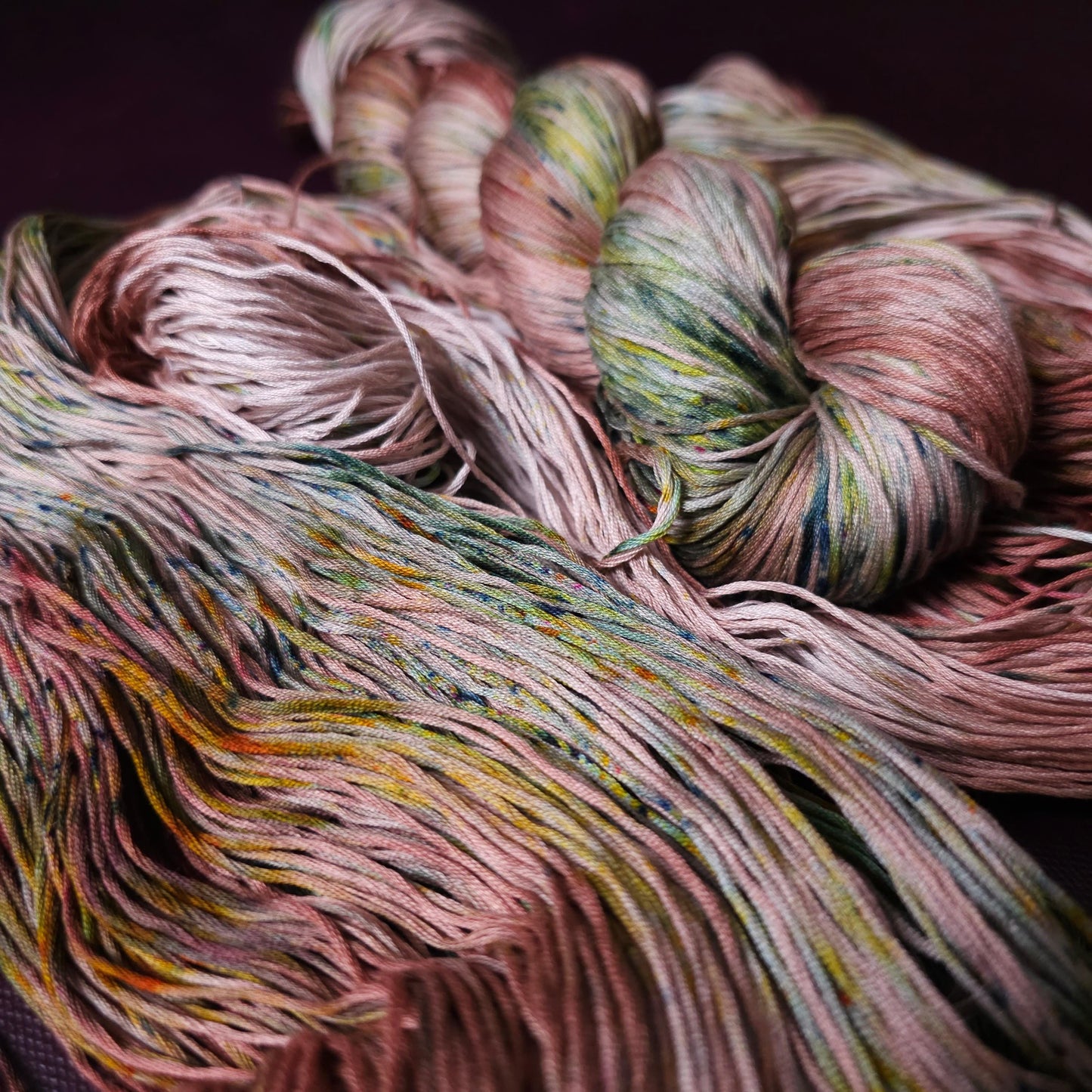 Soft Oaks, Hand dyed vegan yarn, fingering / DK weight tencel, bamboo, mercerized cotton thread, hand painted knitting or crochet