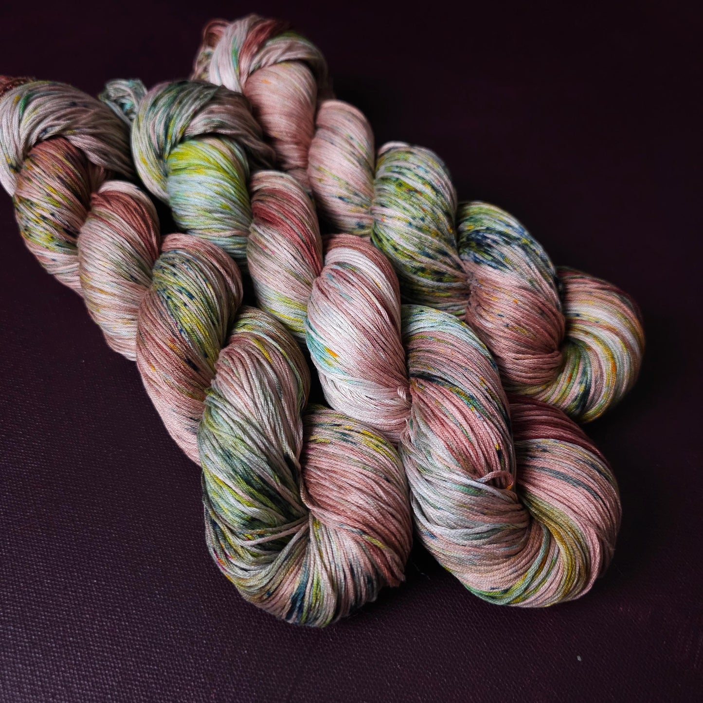 Soft Oaks, Hand dyed vegan yarn, fingering / DK weight tencel, bamboo, mercerized cotton thread, hand painted knitting or crochet