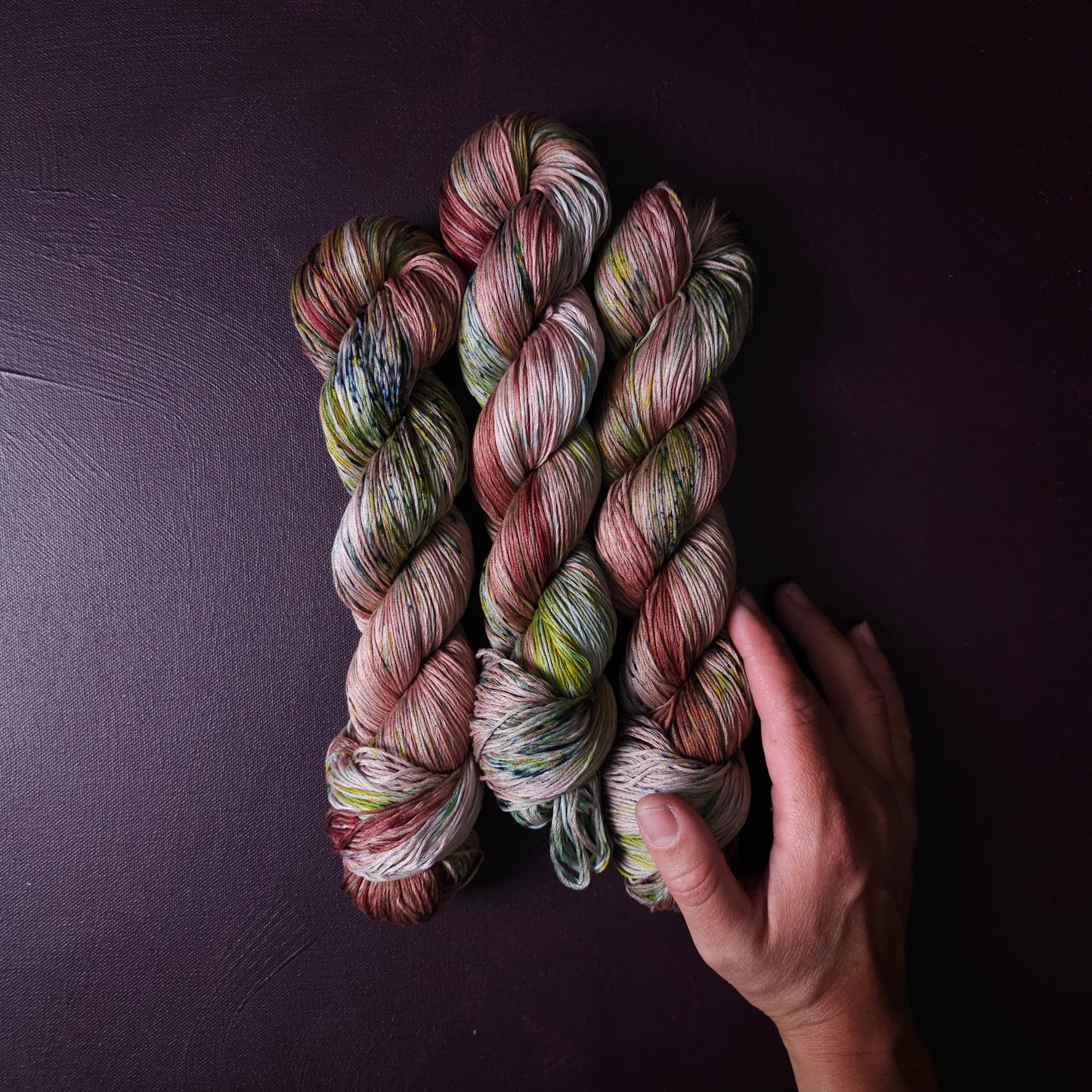 Soft Oaks, Hand dyed vegan yarn, fingering / DK weight tencel, bamboo, mercerized cotton thread, hand painted knitting or crochet