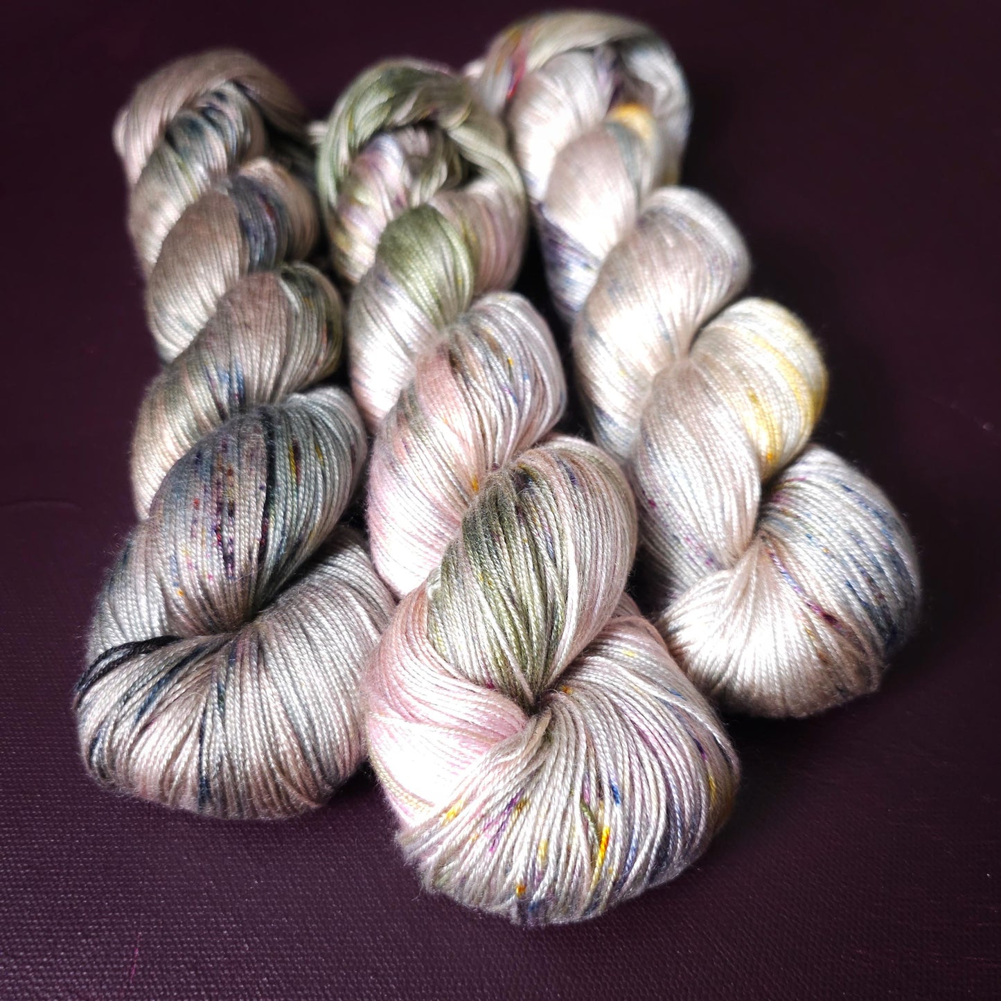 Lucky Dip Trio, Hand Dyed Vegan Yarn Set, One Of A Kind, Tencel Fingering Weight Yarn, Hand Painted Plant Based Crochet Thread