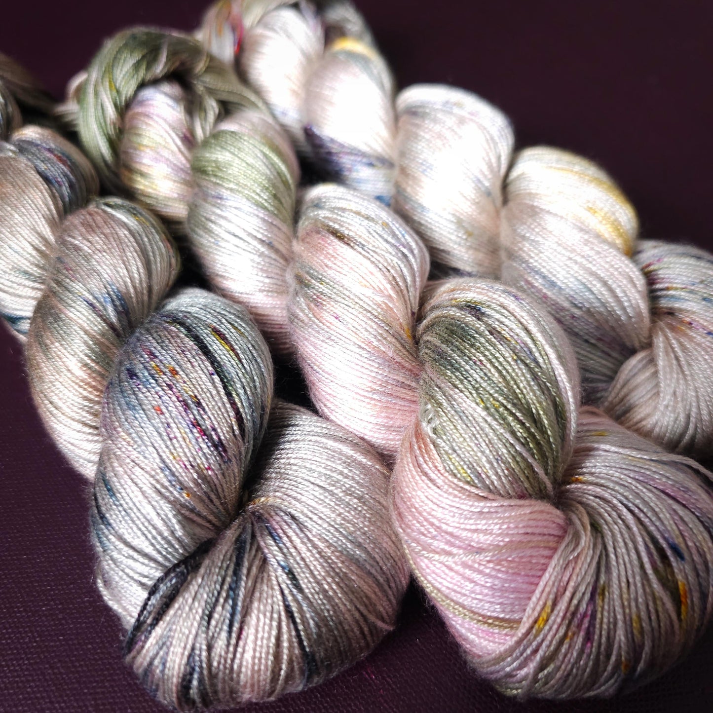 Lucky Dip Trio, Hand Dyed Vegan Yarn Set, One Of A Kind, Tencel Fingering Weight Yarn, Hand Painted Plant Based Crochet Thread