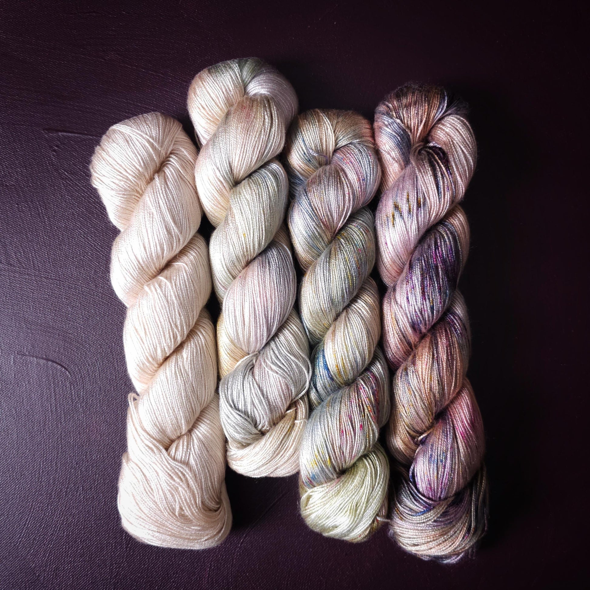Lucky Dip Hand Dyed Vegan Yarn Fade Set, One Of A Kind Knitting Yarn, Fingering Weight Tencel Yarn, Shiny Hand Painted Crochet Thread