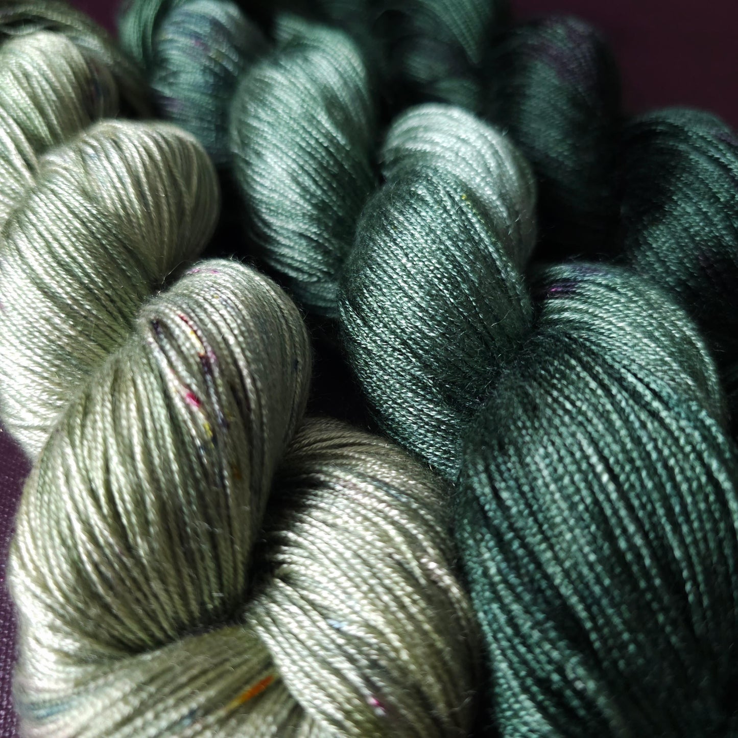 Lucky Dip Trio nr2, Hand Dyed Vegan Yarn Set, One Of A Kind, Tencel Fingering Weight Yarn, Hand Painted Plant Based Crochet Thread