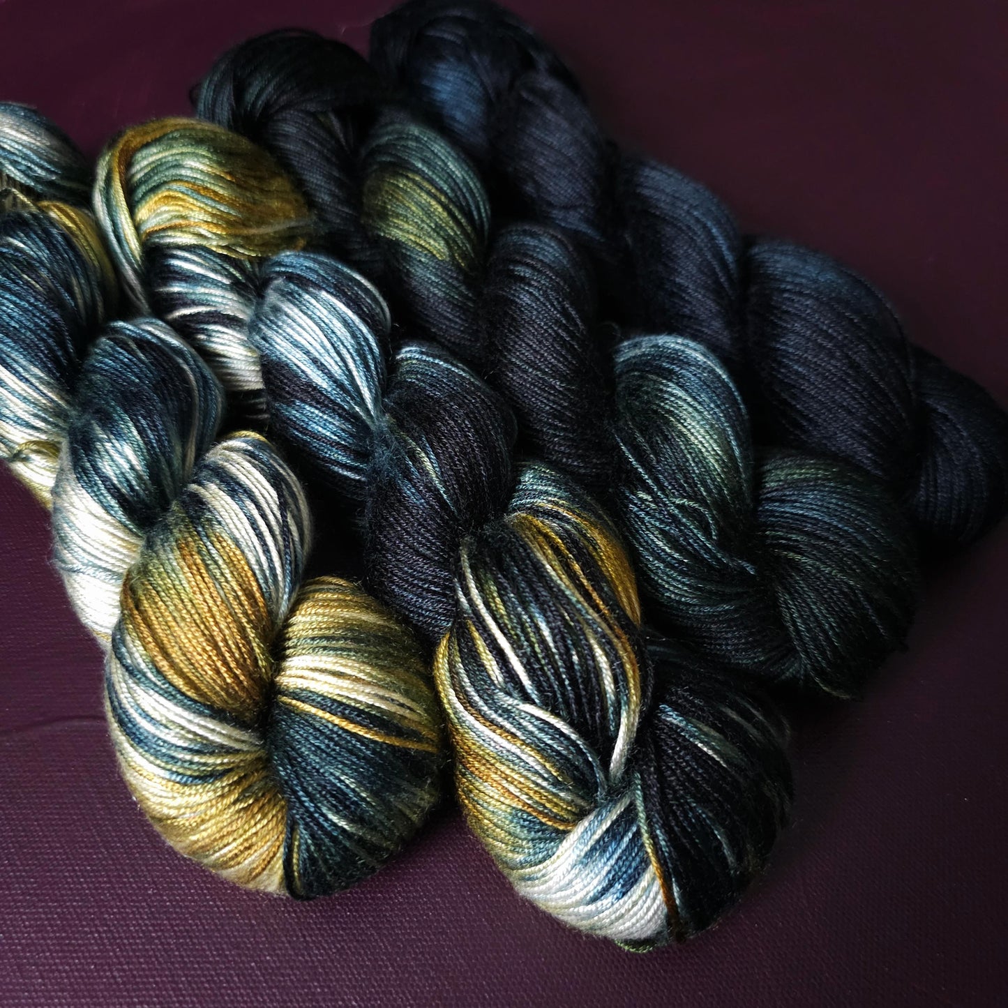 Lucky Dip, Magic Night, Hand Dyed Vegan Yarn, Fade Set, Tencel DK weight, Hand Painted Thread, knitting, crochet, weaving yarn