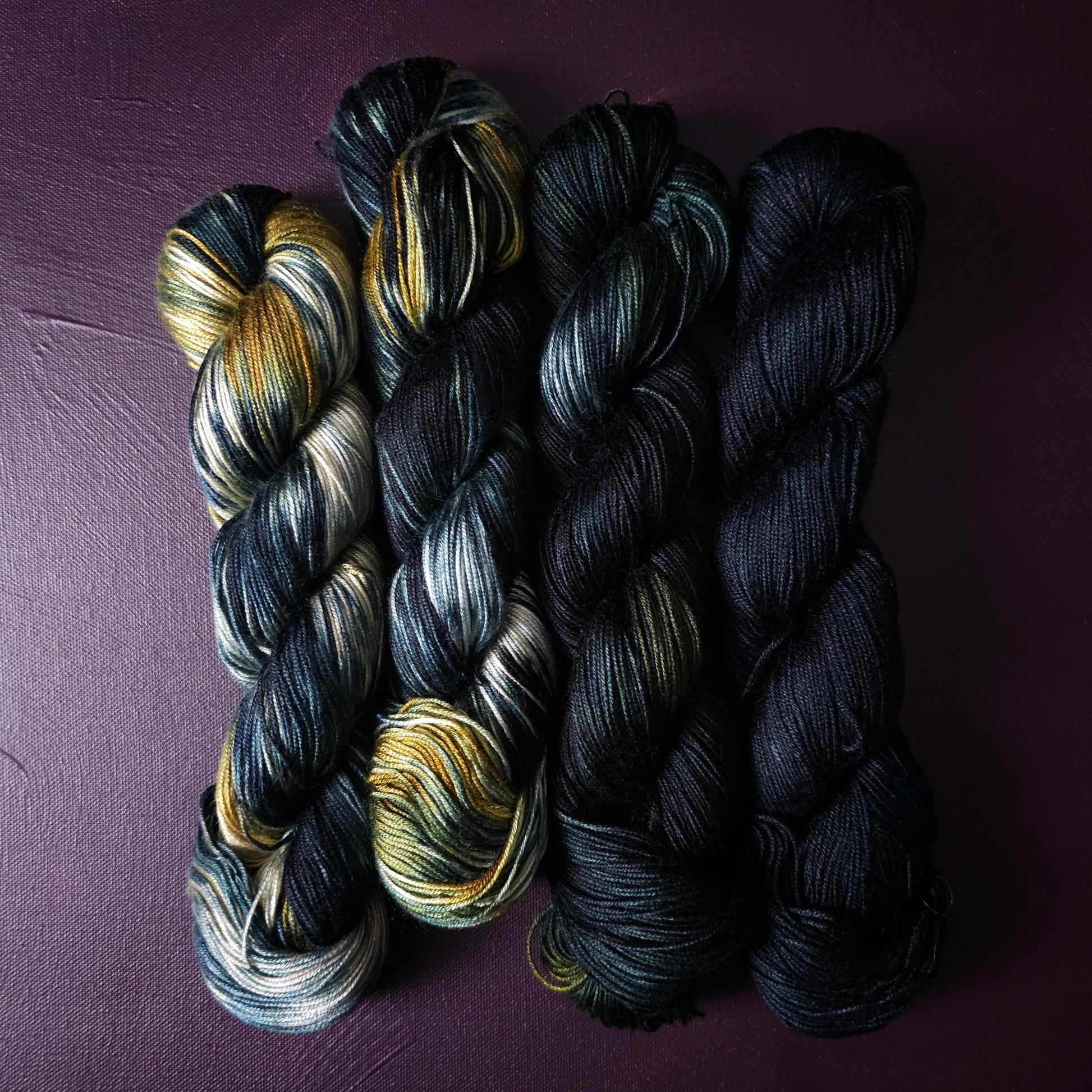 Lucky Dip, Magic Night, Hand Dyed Vegan Yarn, Fade Set, Tencel DK weight, Hand Painted Thread, knitting, crochet, weaving yarn