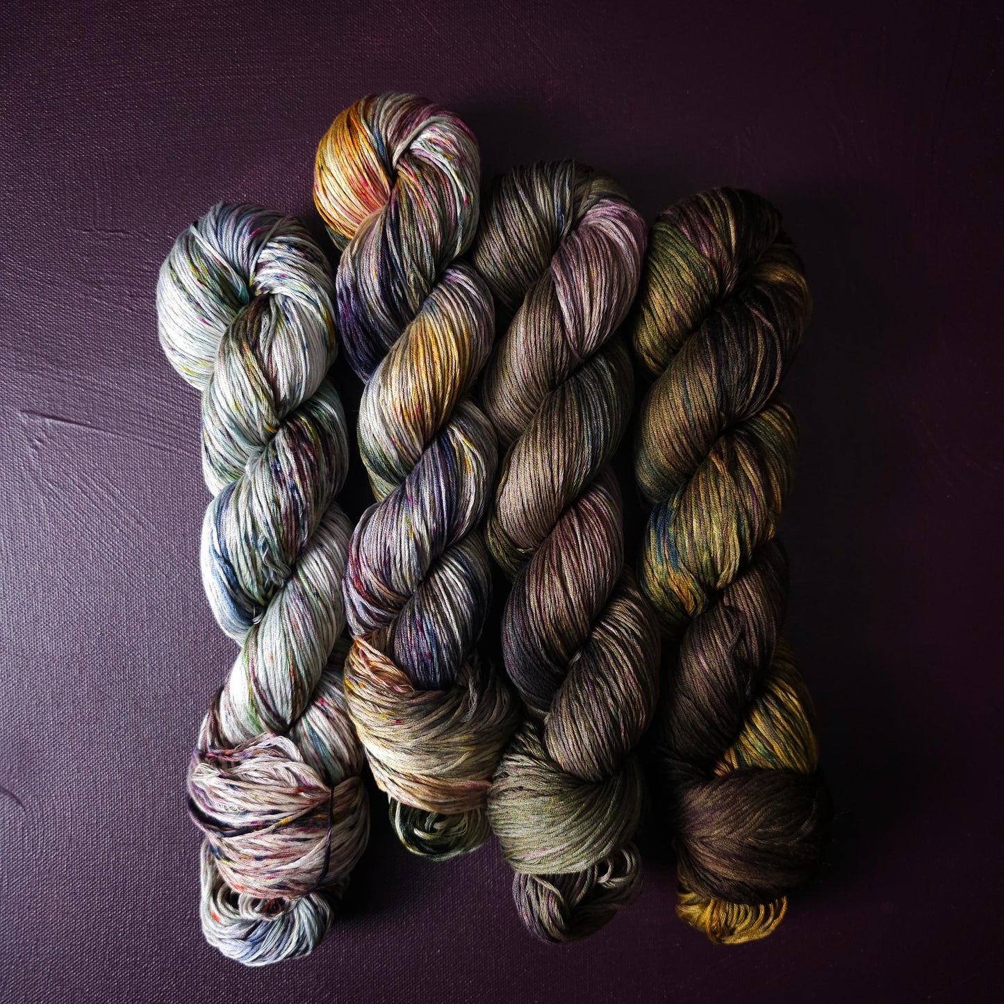 Lucky Dip, Hand Dyed Vegan Yarn, Fade Set, mercerized cotton fingering weight, Hand Painted Thread, knitting, crochet, weaving yarn