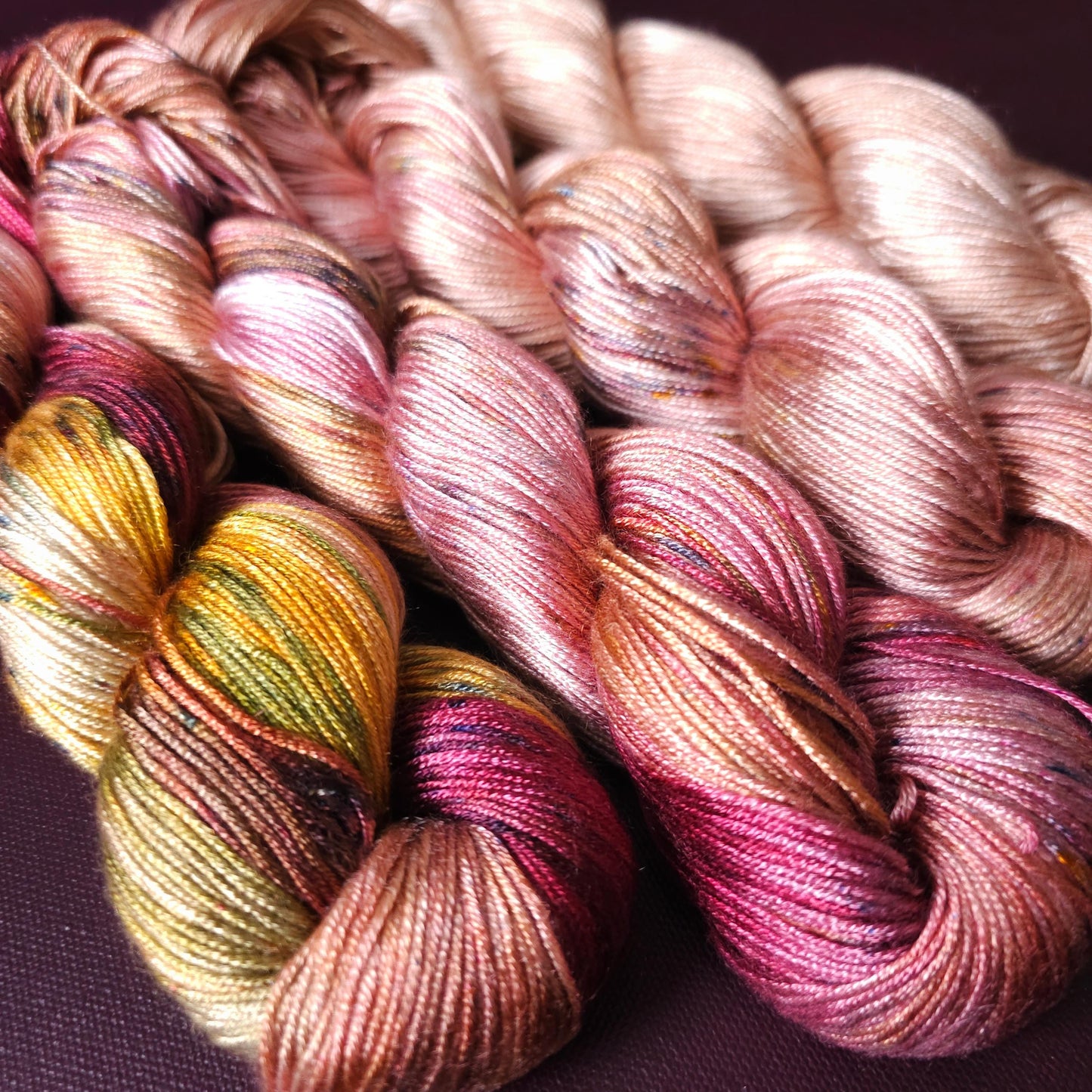 Lucky Dip, Magic Blush, Hand Dyed Vegan Yarn, Fade Set, Tencel DK weight, Hand Painted Thread, knitting, crochet, weaving yarn