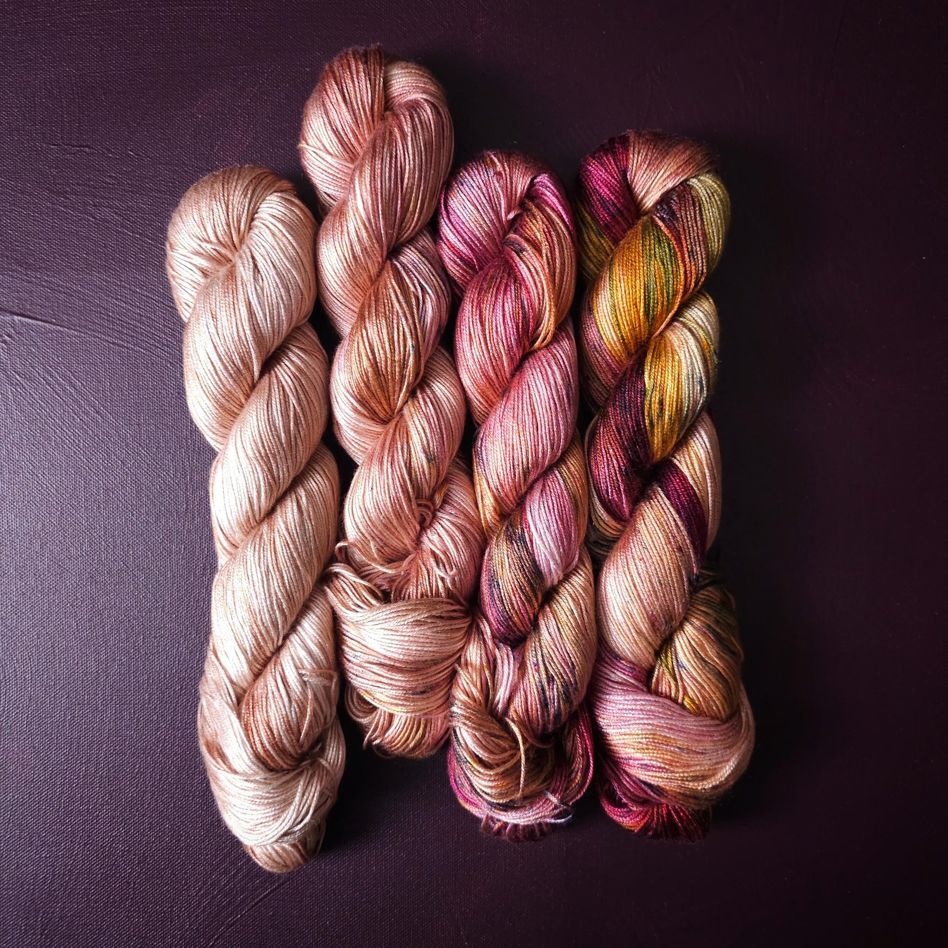 Lucky Dip, Magic Blush, Hand Dyed Vegan Yarn, Fade Set, Tencel DK weight, Hand Painted Thread, knitting, crochet, weaving yarn