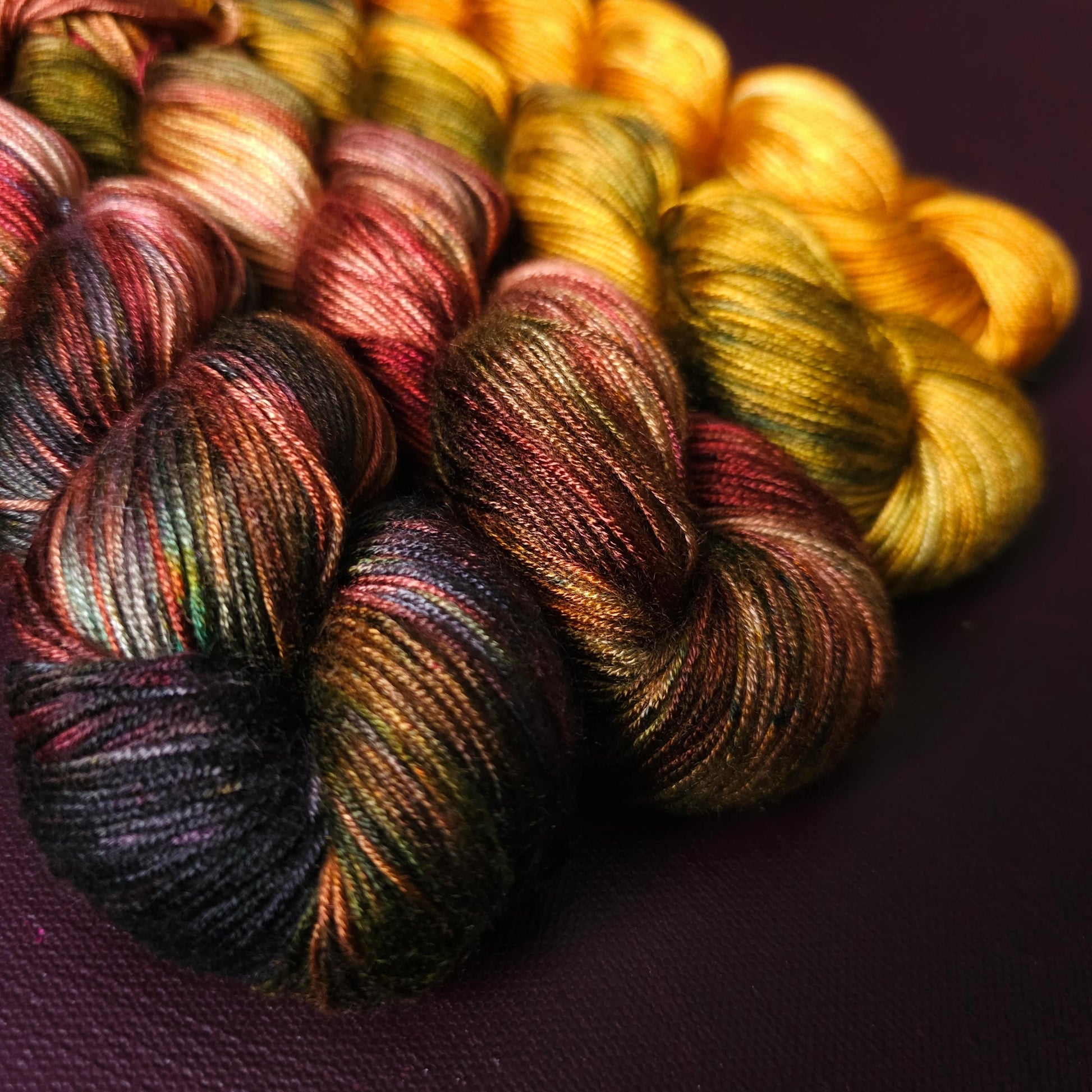 Lucky Dip, Magic Autumn, Hand Dyed Vegan Yarn, Fade Set, Tencel DK weight, Hand Painted Thread, knitting, crochet, weaving yarn