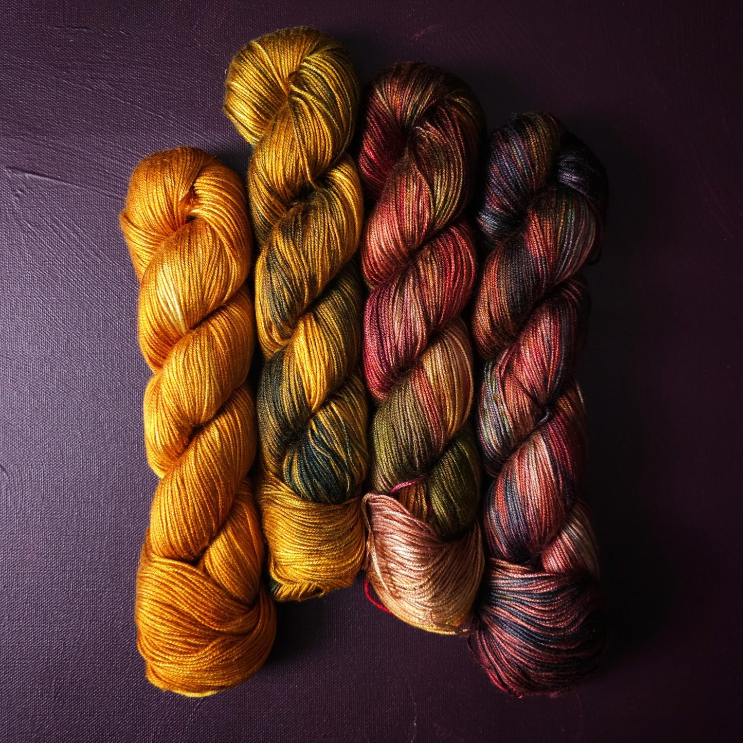 Lucky Dip, Magic Autumn, Hand Dyed Vegan Yarn, Fade Set, Tencel DK weight, Hand Painted Thread, knitting, crochet, weaving yarn