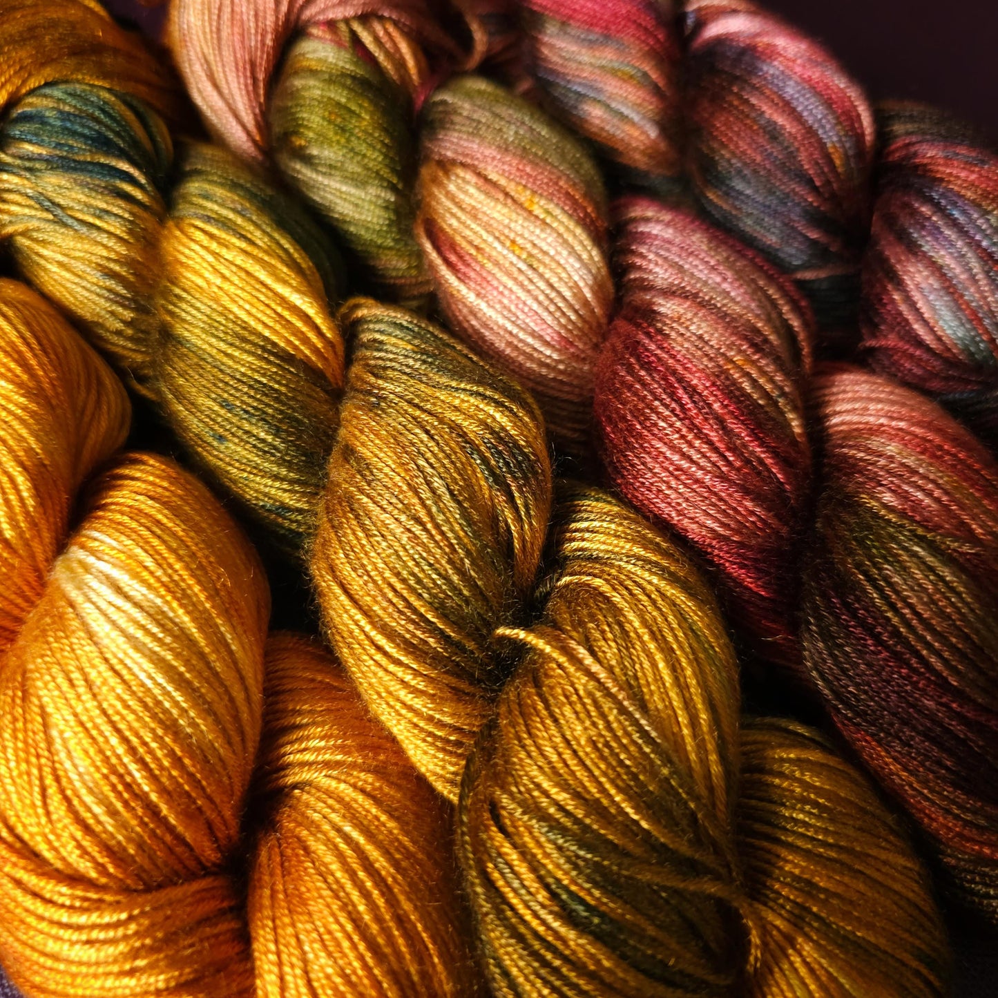 Lucky Dip, Magic Autumn, Hand Dyed Vegan Yarn, Fade Set, Tencel DK weight, Hand Painted Thread, knitting, crochet, weaving yarn