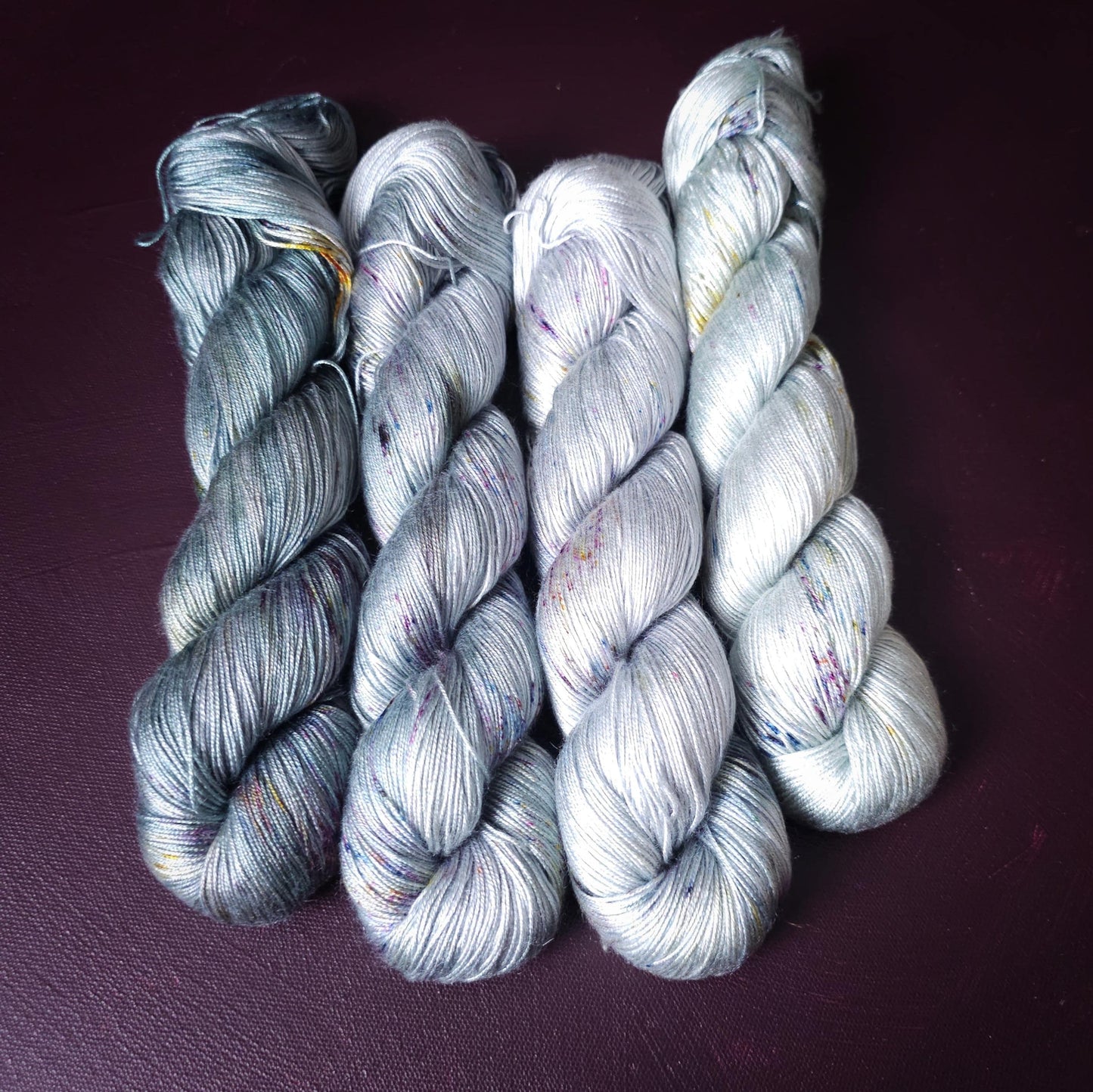 Lucky Dip nr 2 Hand Dyed Vegan Yarn Fade Set, One Of A Kind Knitting Yarn, Fingering Weight Tencel Yarn, Shiny Hand Painted Crochet Thread