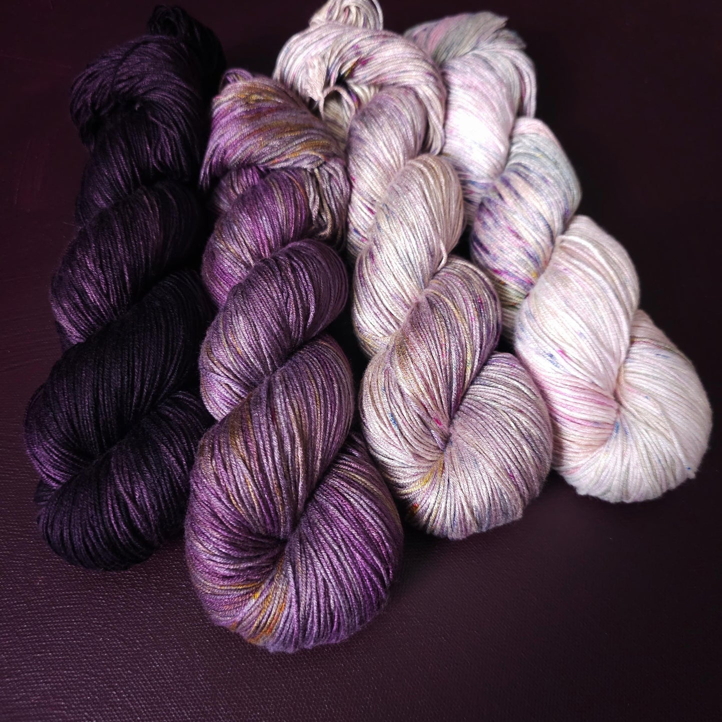 Lucky Dip, Hand Dyed Vegan Yarn Fade Set, One Of A Kind Knitting Yarn, Fingering Weight bamboo Yarn, Shiny Hand Painted Crochet Thread