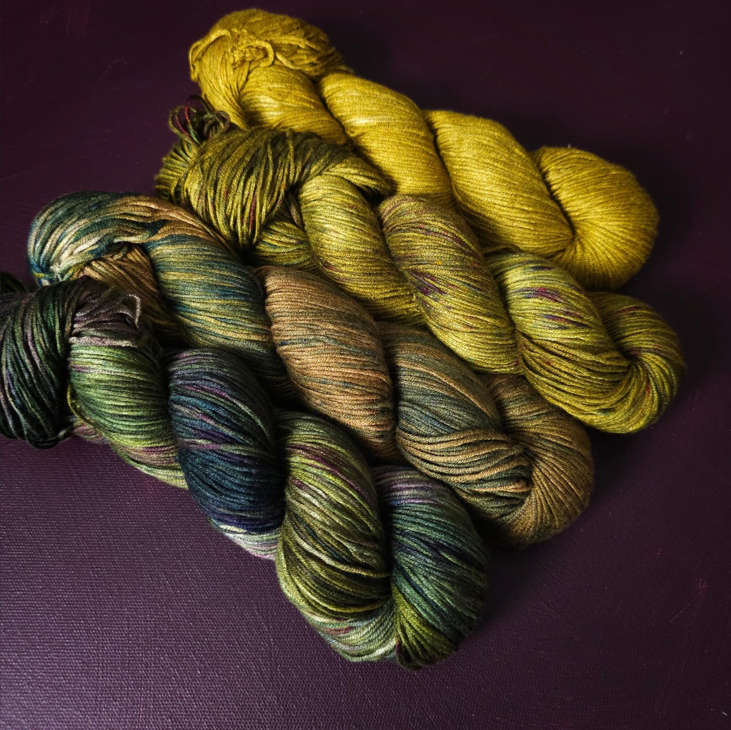 Lucky Dip, Hand Dyed Vegan Yarn Fade Set, One Of A Kind Knitting Yarn, DK Weight bamboo Yarn, Shiny Hand Painted Crochet Thread