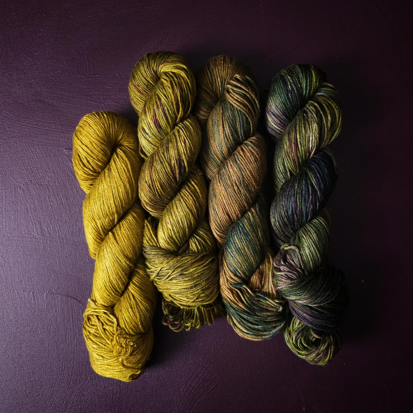 Lucky Dip, Hand Dyed Vegan Yarn Fade Set, One Of A Kind Knitting Yarn, DK Weight bamboo Yarn, Shiny Hand Painted Crochet Thread