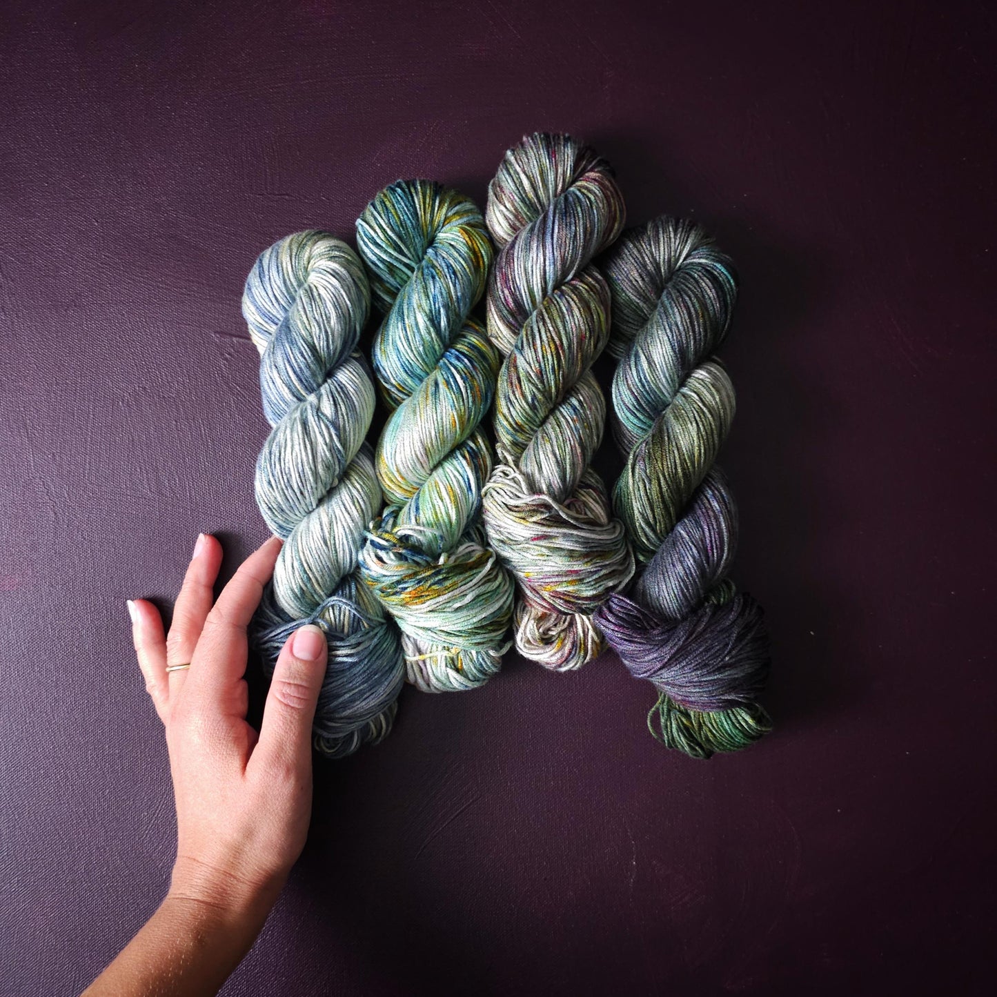 Lucky Dip nr 2, Hand Dyed Vegan Yarn Fade Set, One Of A Kind Knitting Yarn, DK Weight bamboo Yarn, Shiny Hand Painted Crochet Thread