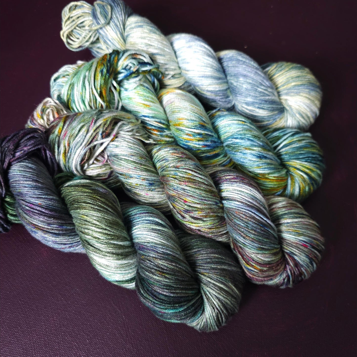 Lucky Dip nr 2, Hand Dyed Vegan Yarn Fade Set, One Of A Kind Knitting Yarn, DK Weight bamboo Yarn, Shiny Hand Painted Crochet Thread