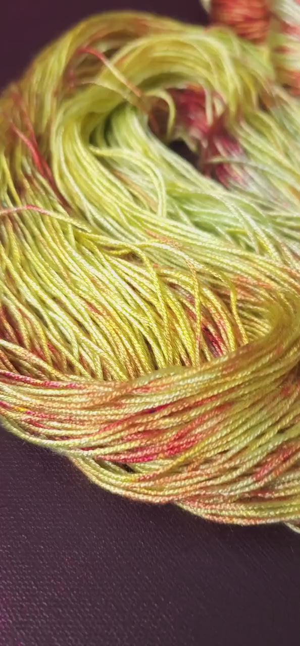 Lemon Curd Popsicle, Hand dyed vegan yarn, fingering / DK weight tencel, bamboo, mercerized cotton thread, hand painted knitting or crochet