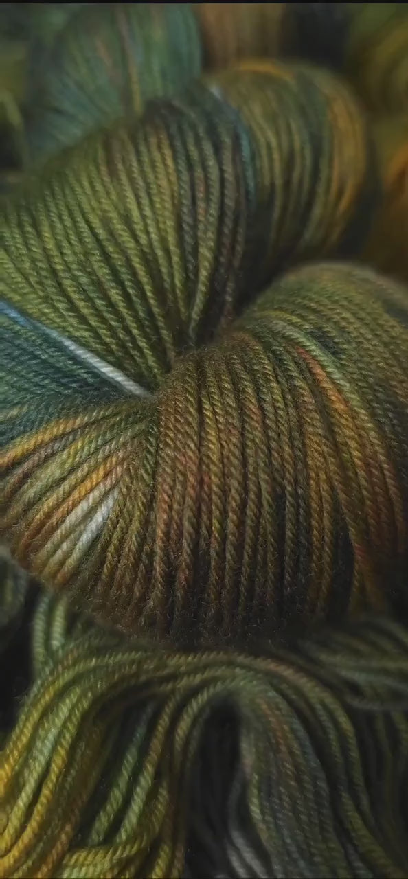 Autumn In A Box, Hand Dyed Merino Sock Yarn, Mohair Silk, Gift For Knitter, Gold Superwash Crochet Yarn, Indie Dyed Knitting Supplies